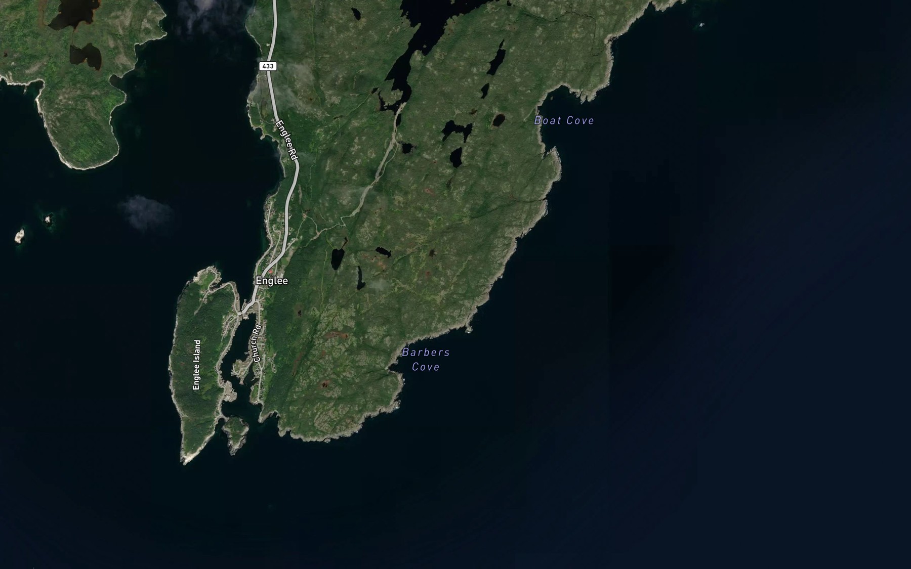 Satellite map of the Barbers Cove
