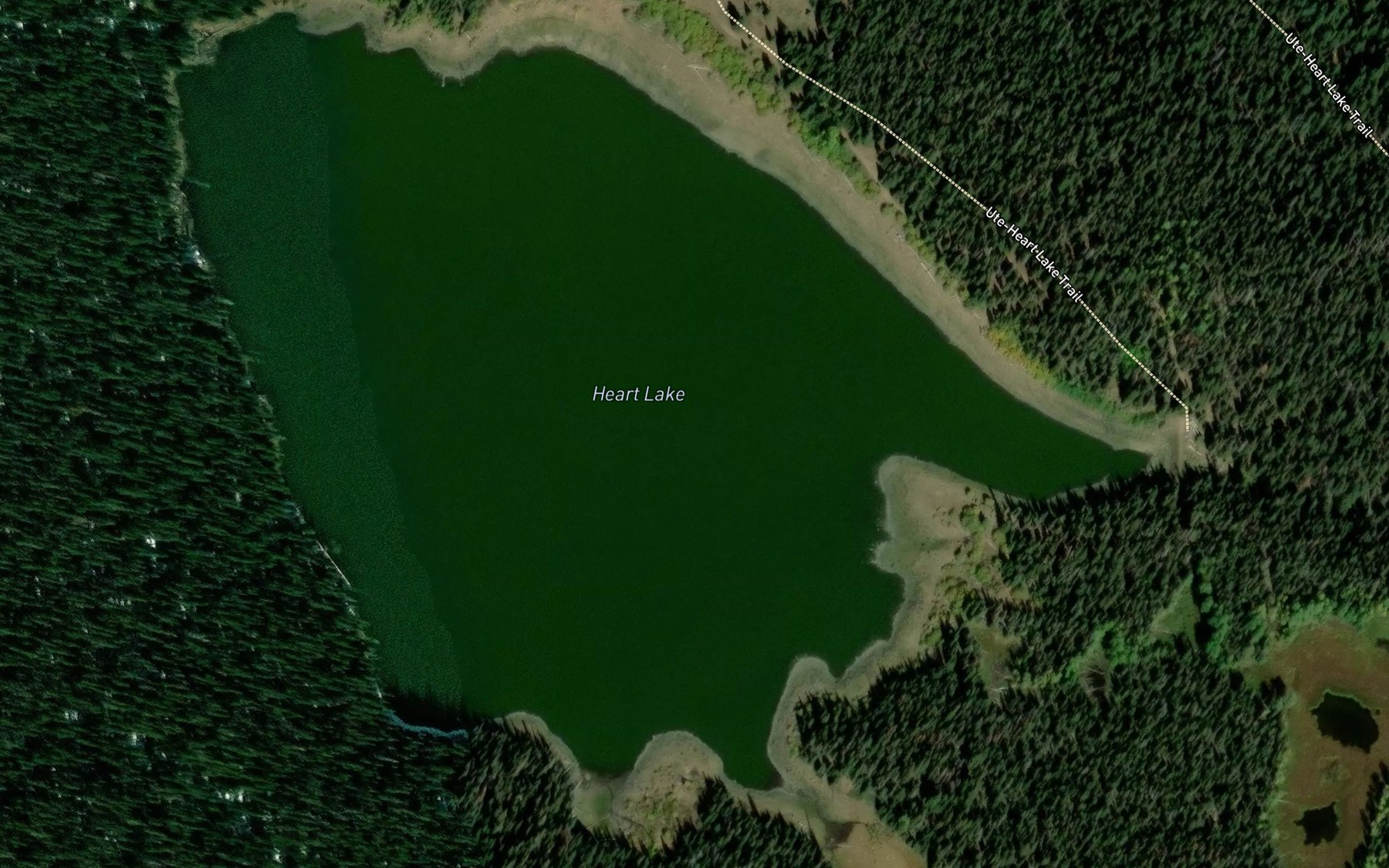 Satellite map of the Heart Lake