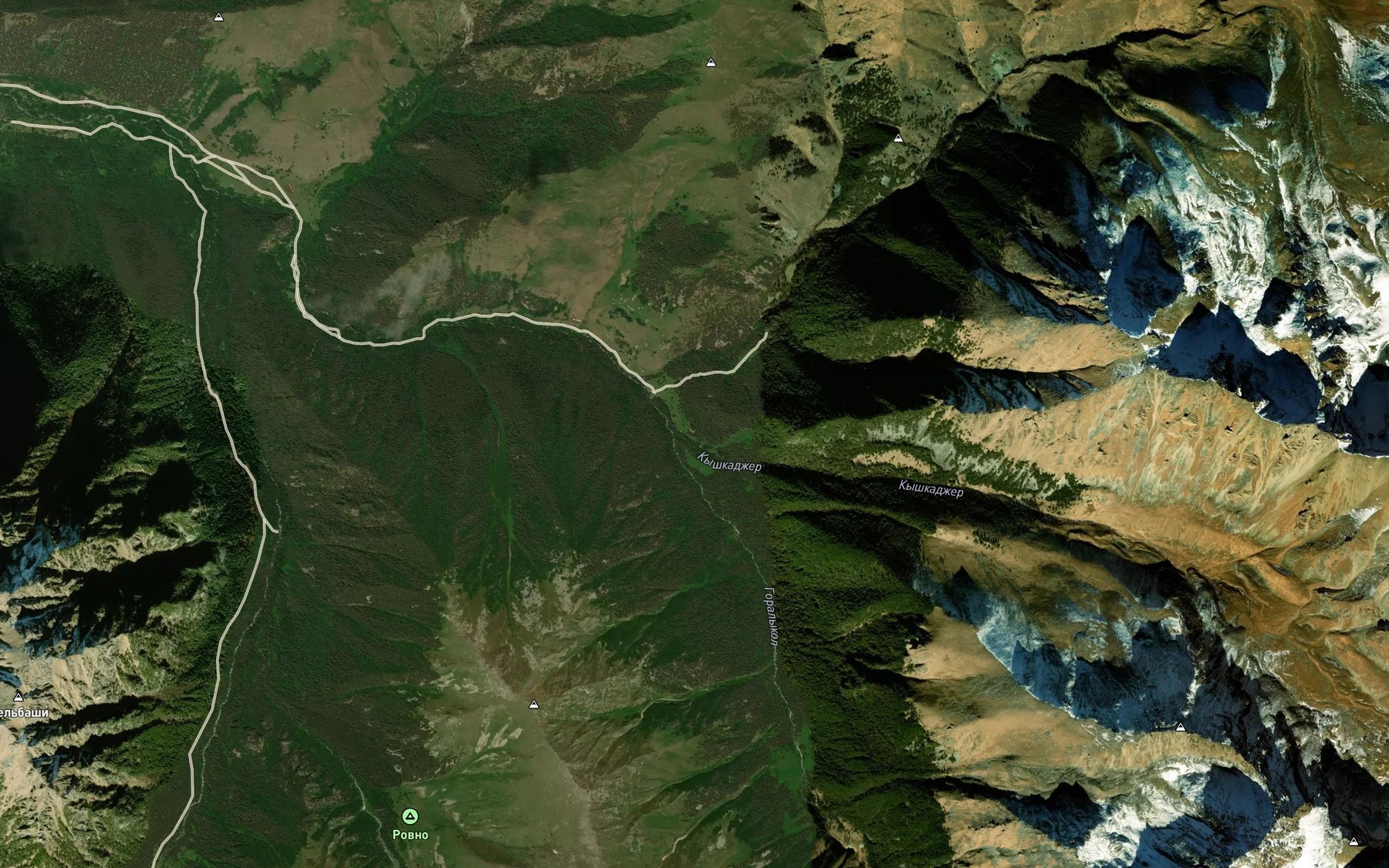 Satellite map of the Kyshkadzher