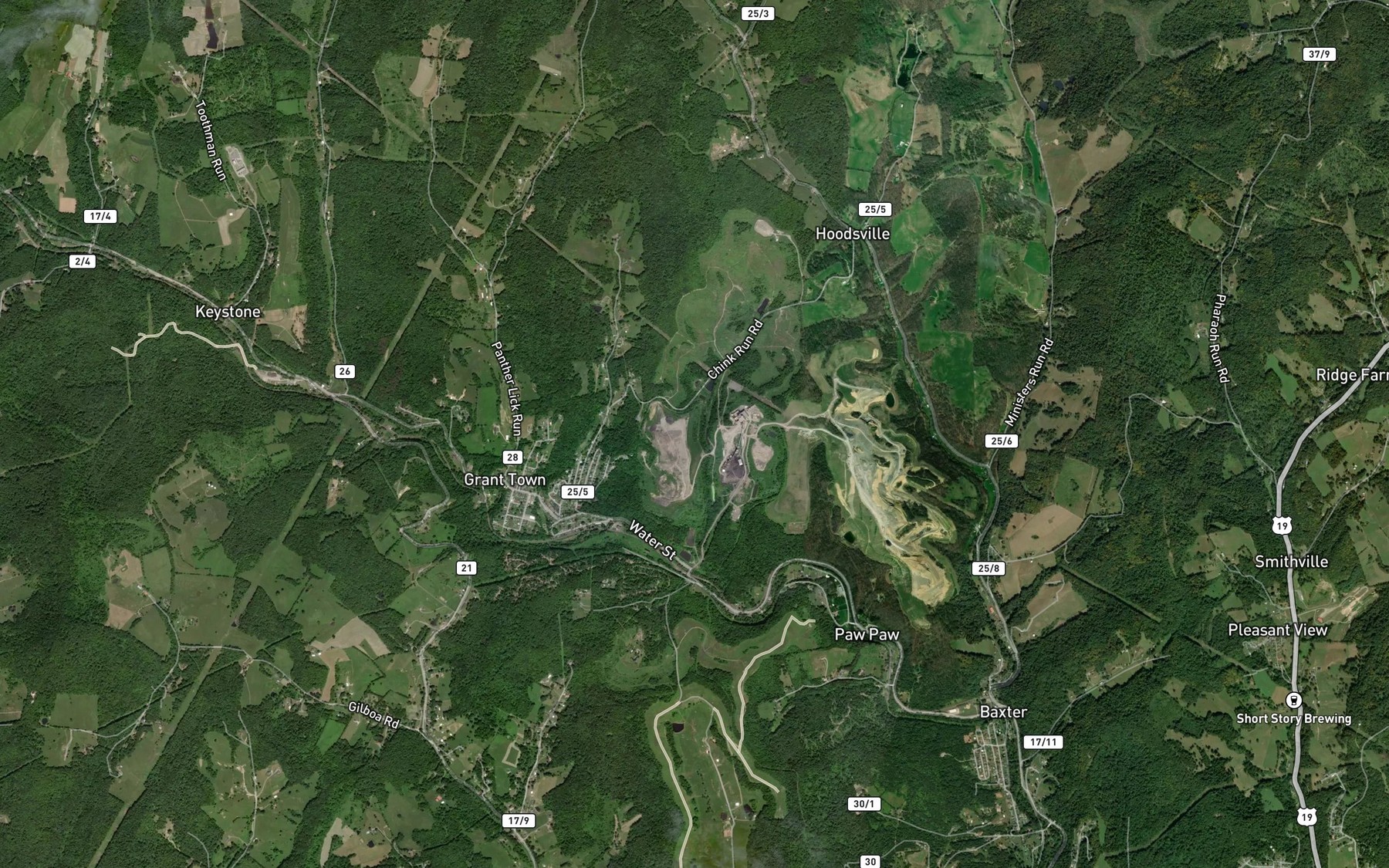 Satellite map of the Arnett Run