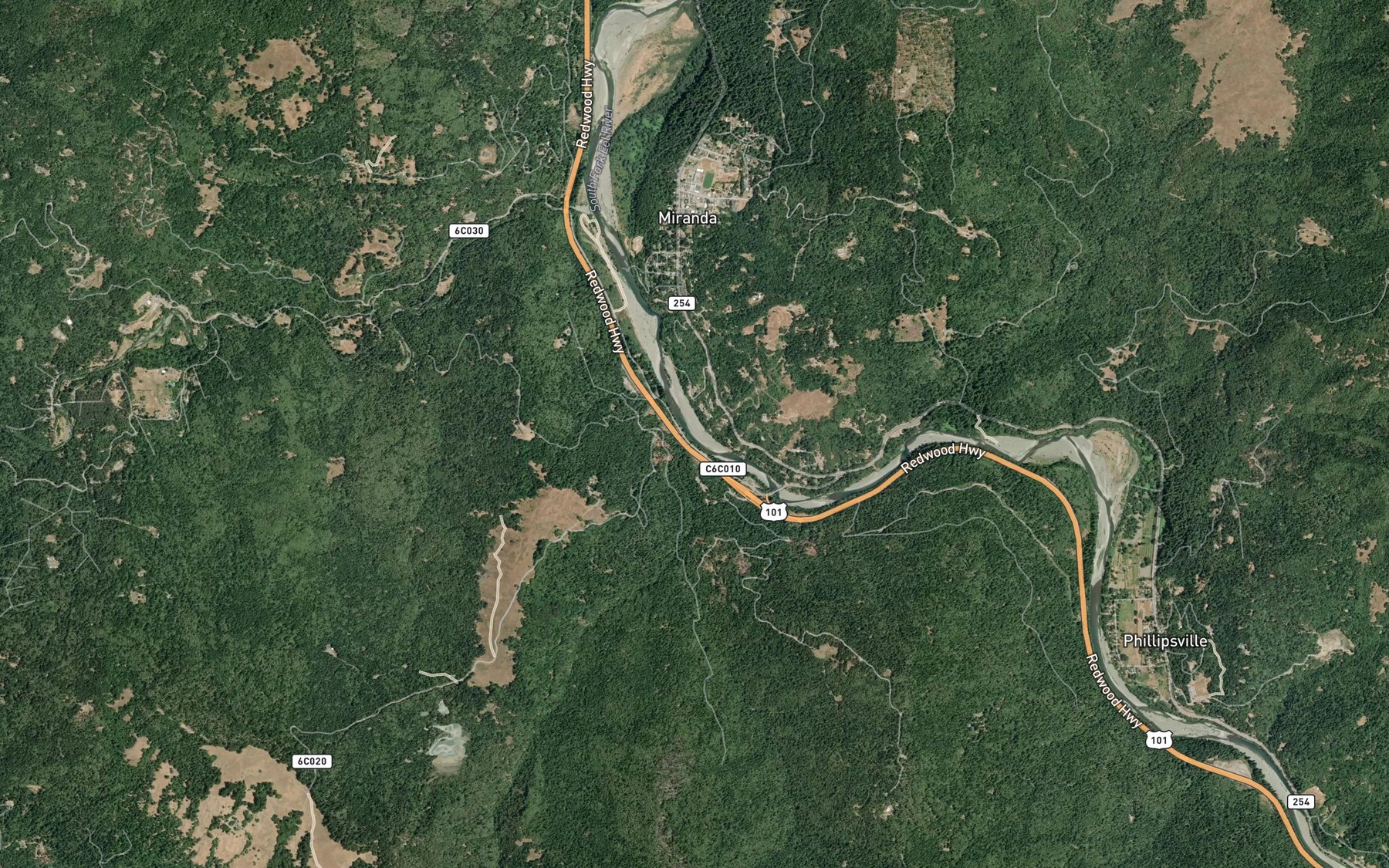 Satellite map of the Butte Creek