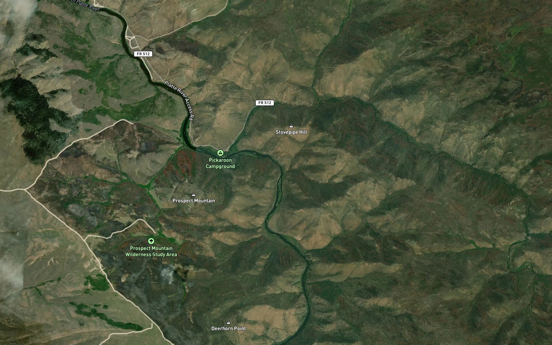 Satellite map of the Trail Creek
