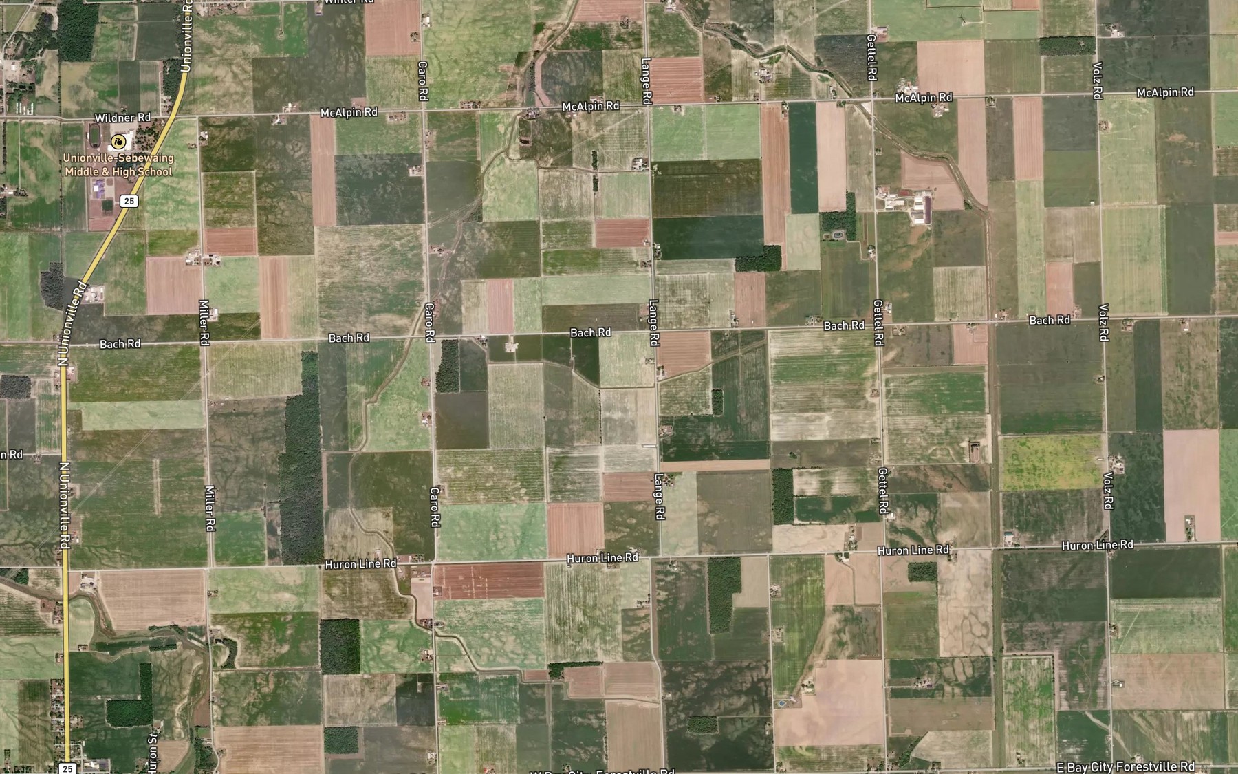 Satellite map of the Russell Drain
