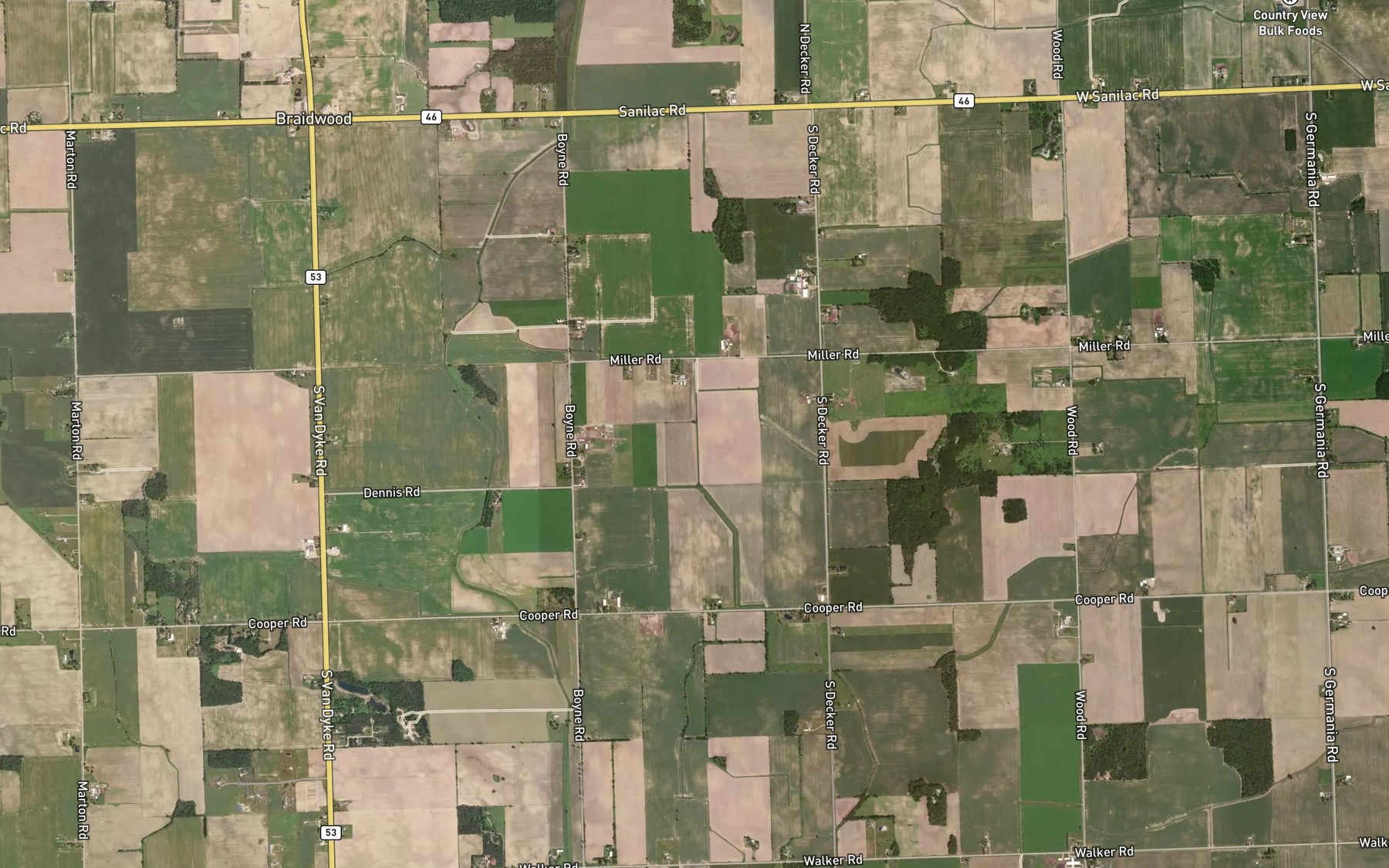 Satellite map of the McLish and Carpenter Drain