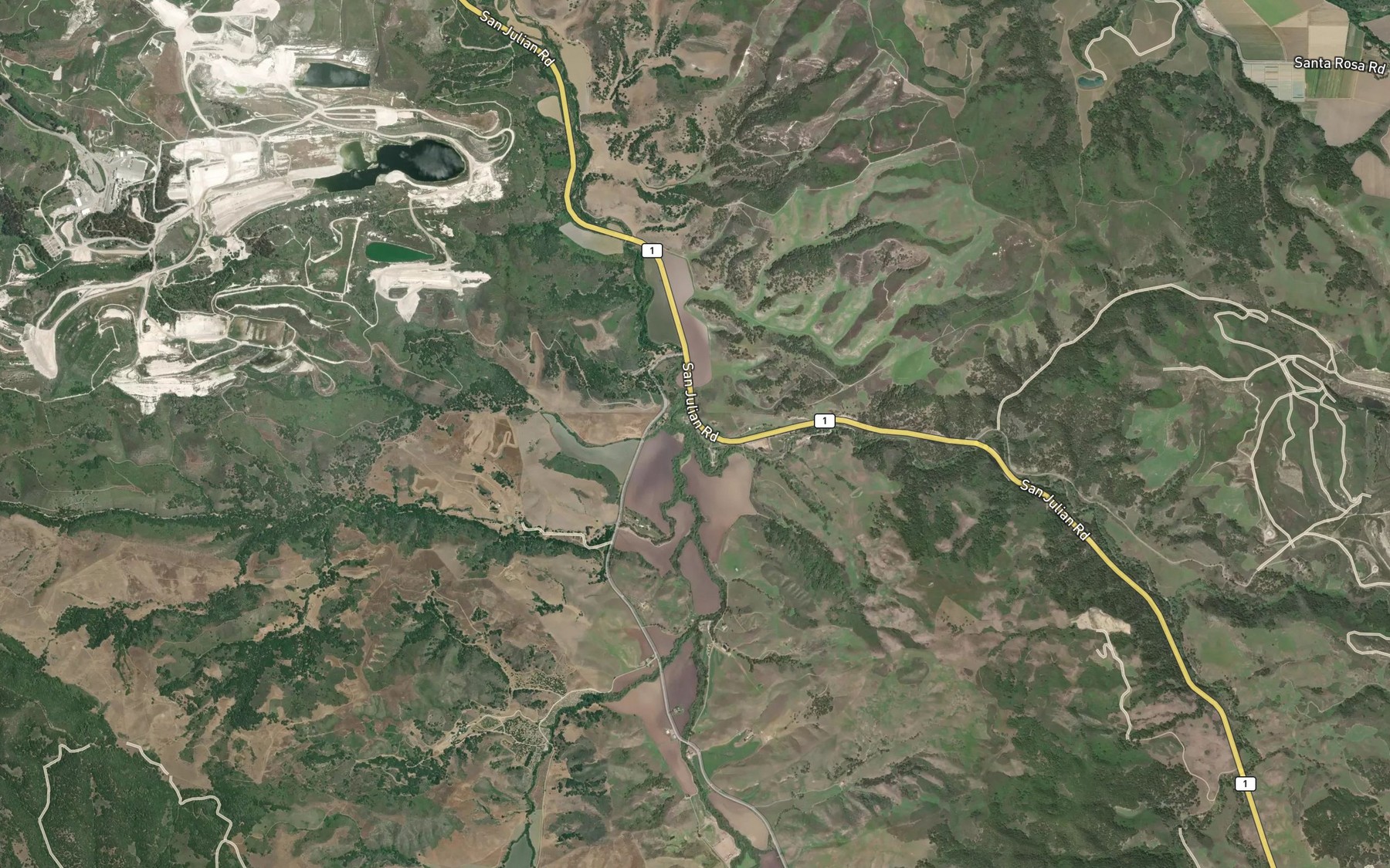 Satellite map of the El Jaro Creek