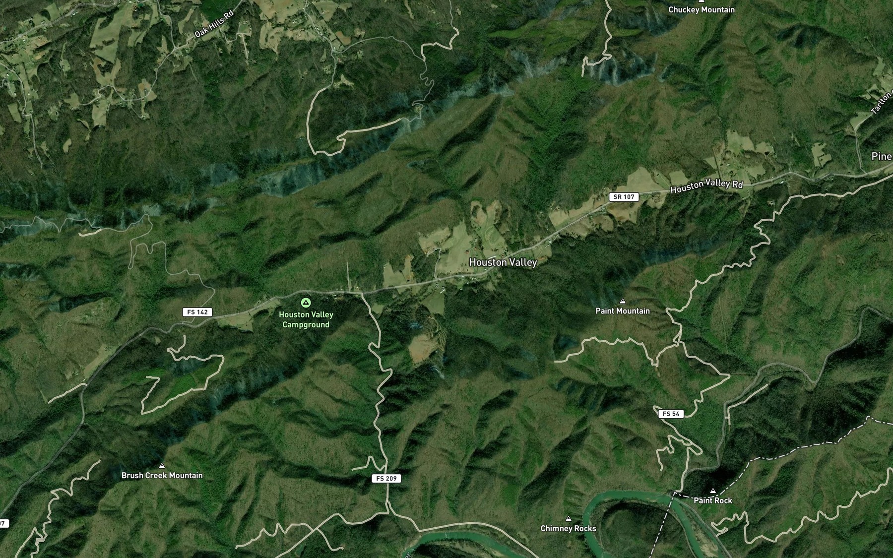 Satellite map of the West Branch Cove Creek