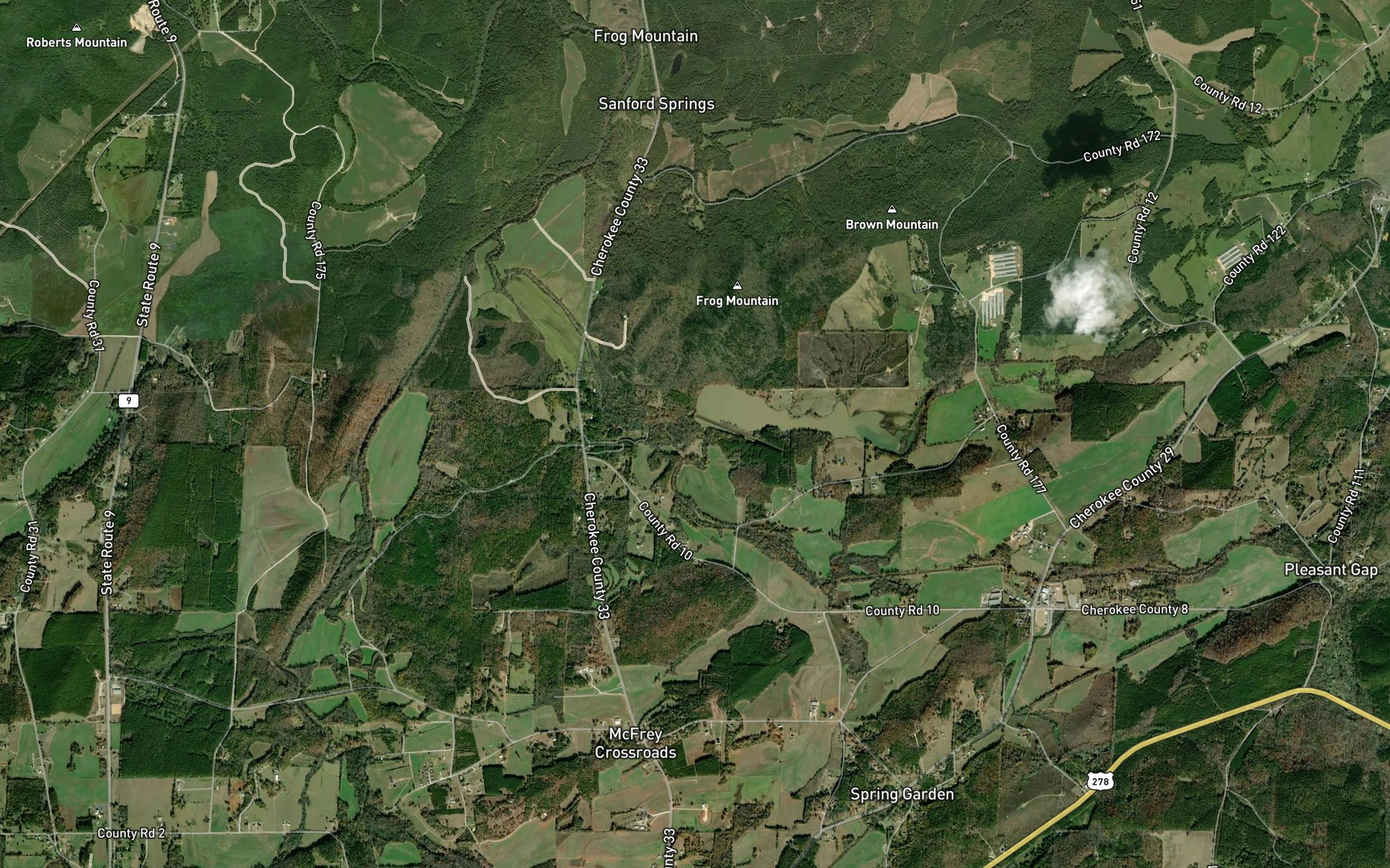 Satellite map of the Frog Creek