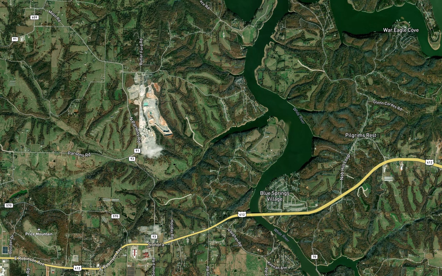 Satellite map of the Friendship Creek