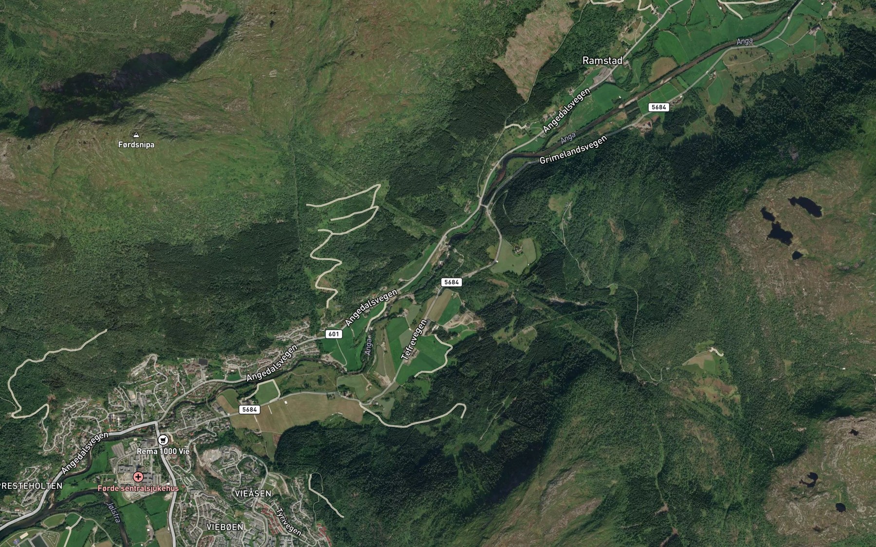 Satellite map of the Kvamsfossen