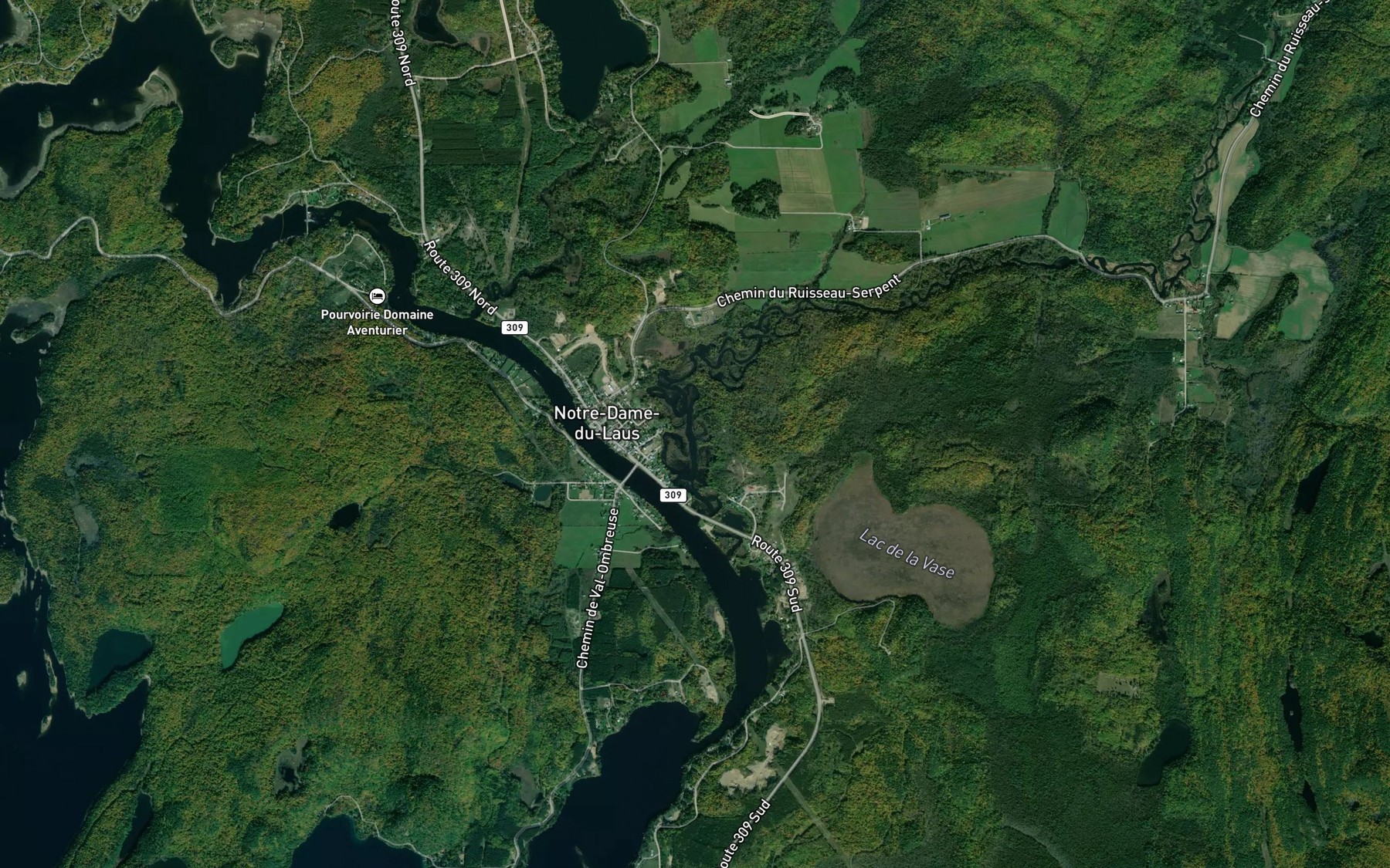 Satellite map of the Ruisseau Serpent