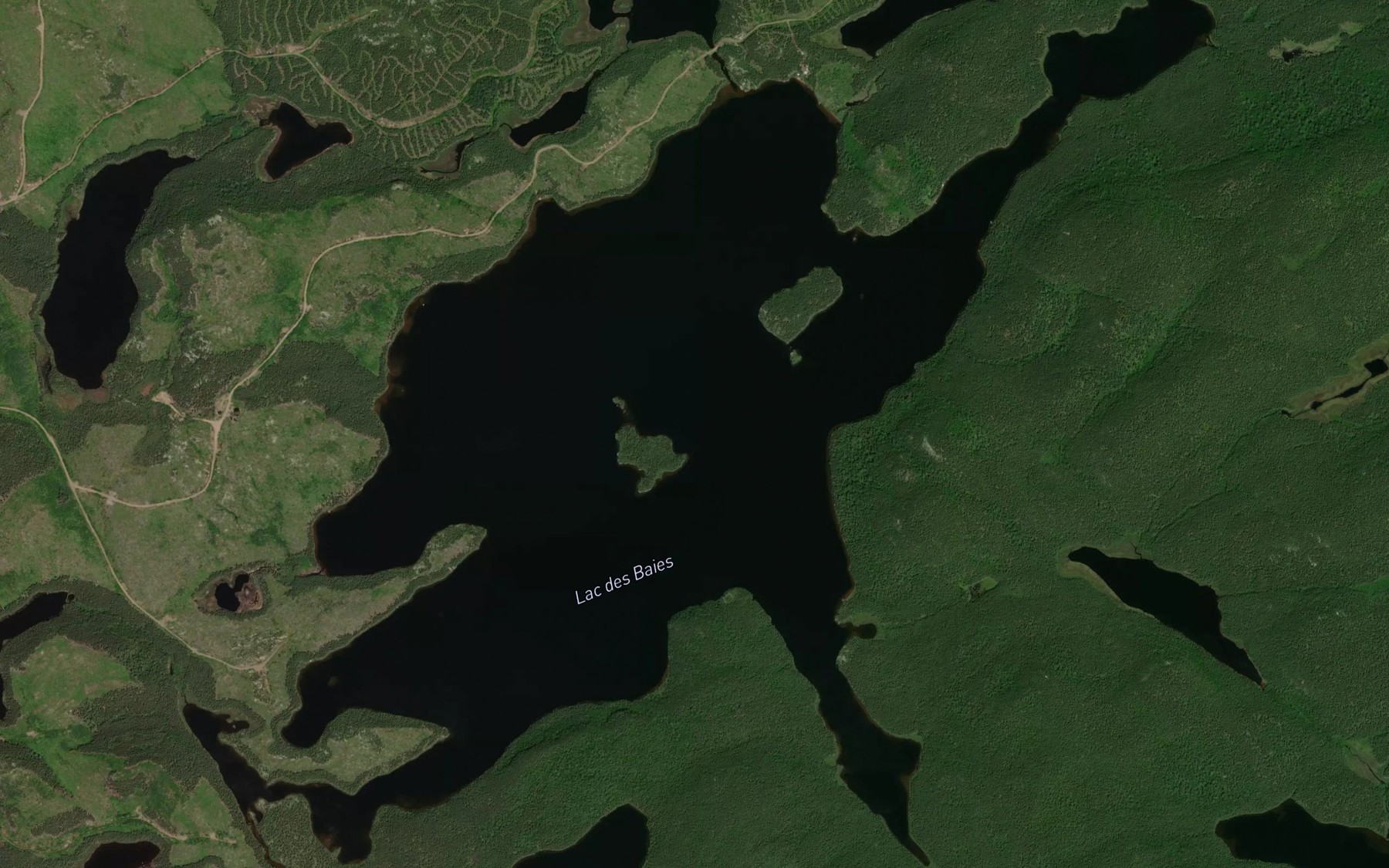 Satellite map of the Lac des Baies