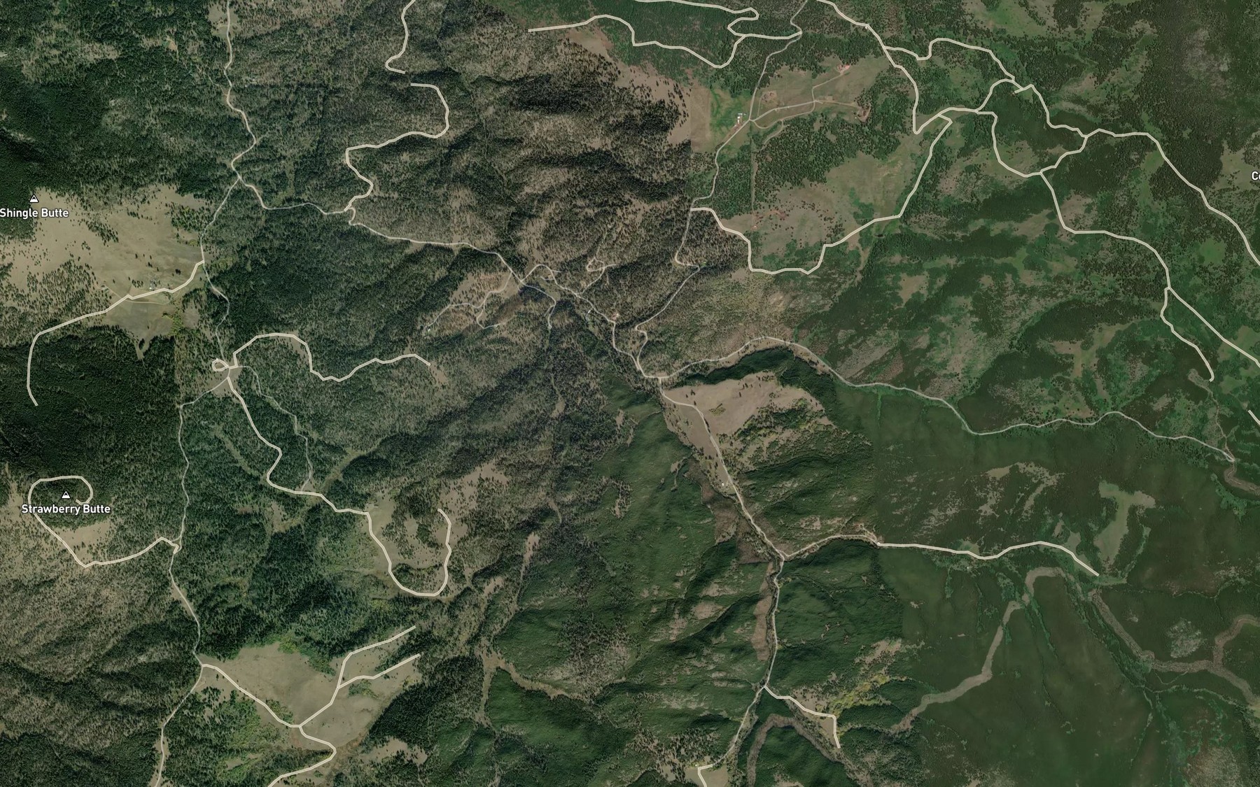 Satellite map of the Crystal Creek