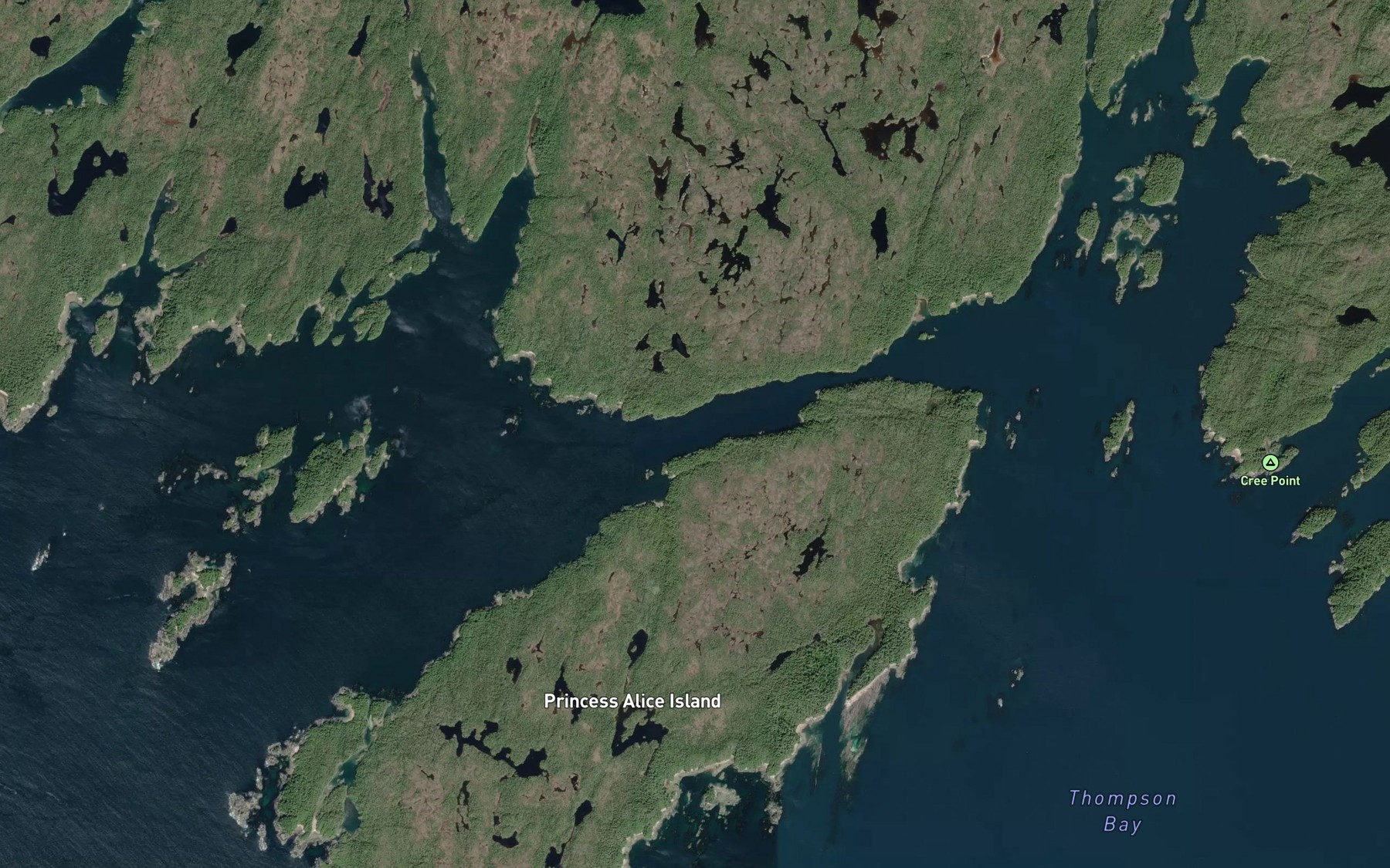 Satellite map of the Waskesiu Passage