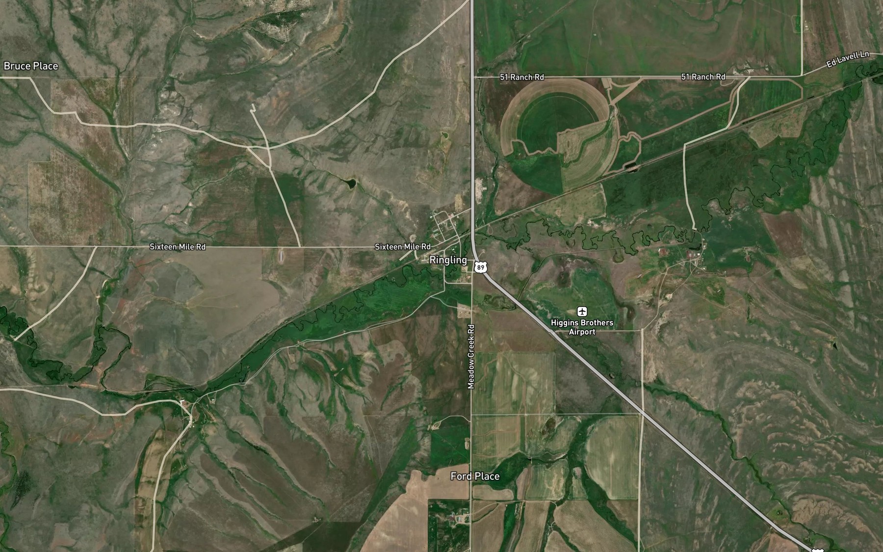 Satellite map of the Lost Creek
