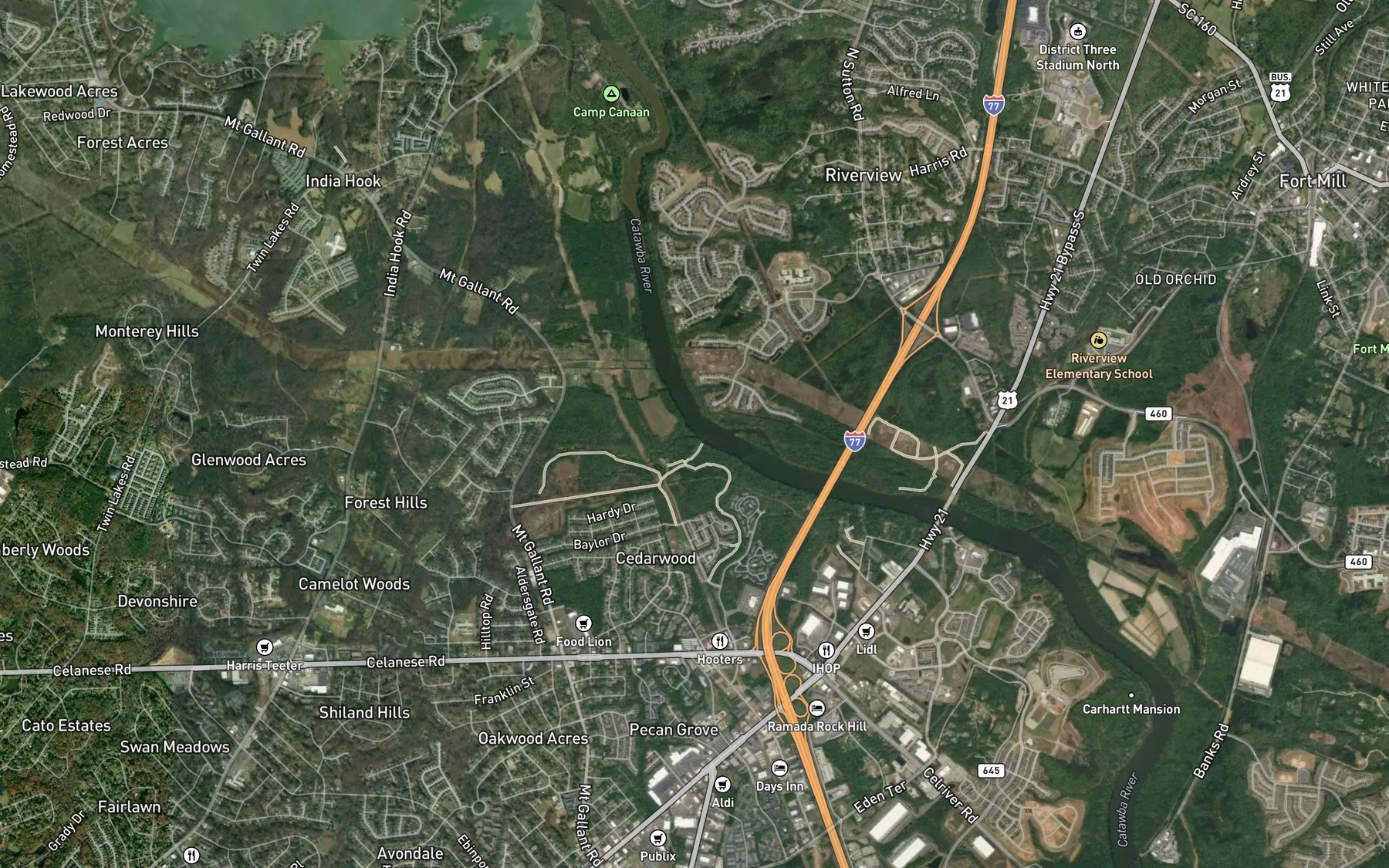 Satellite map of the Big Dutchman Creek