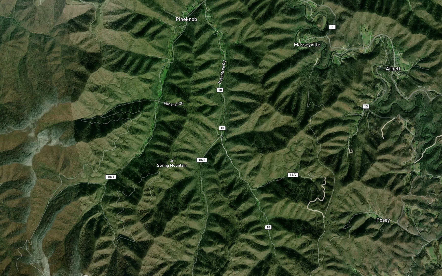 Satellite map of the Martin Fork