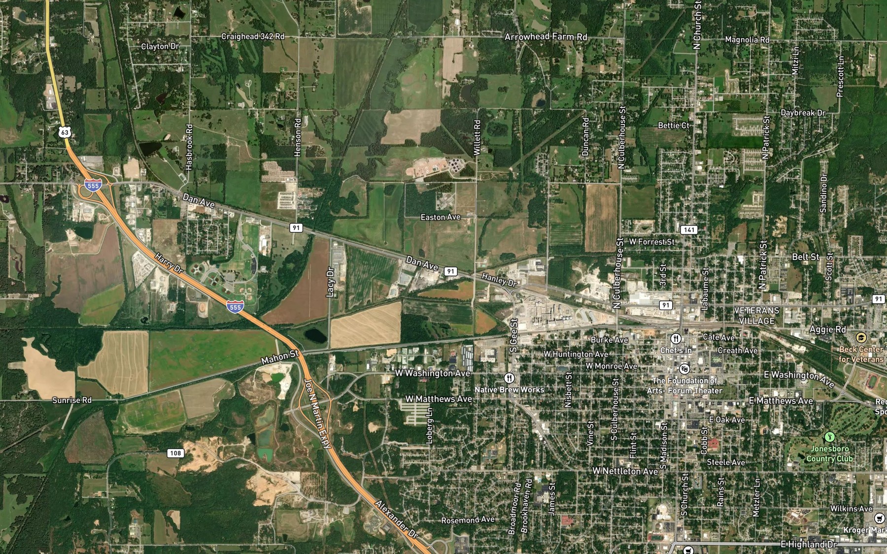 Satellite map of the Lost Creek Ditch