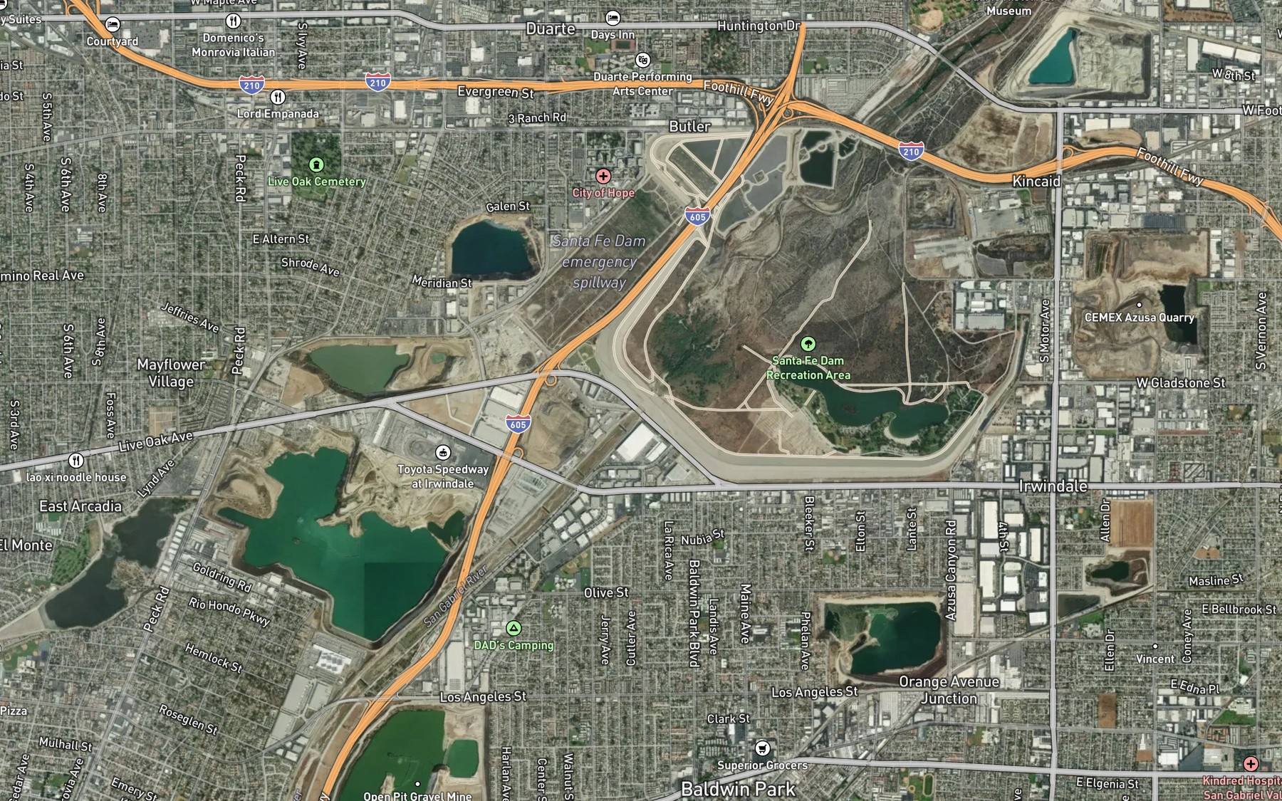Satellite map of the Santa Fe Flood Control Basin