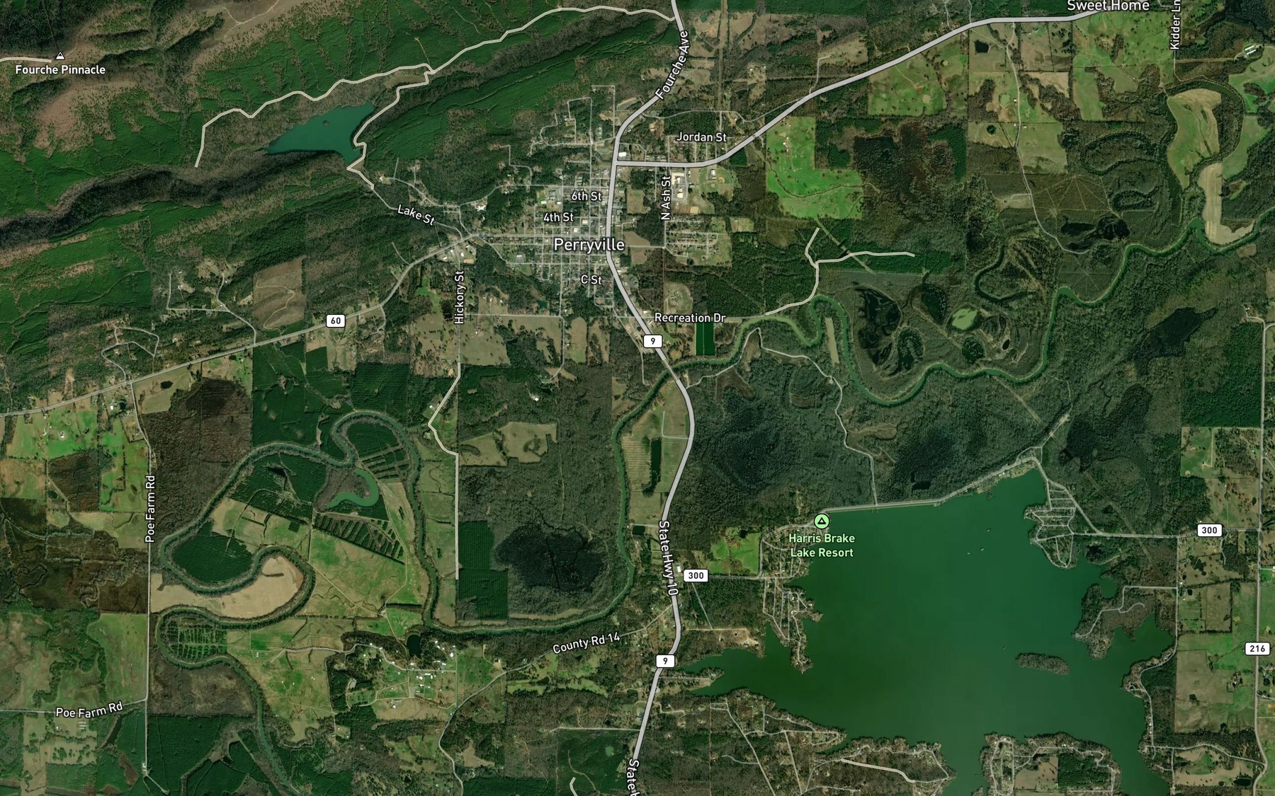 Satellite map of the Cedar Creek
