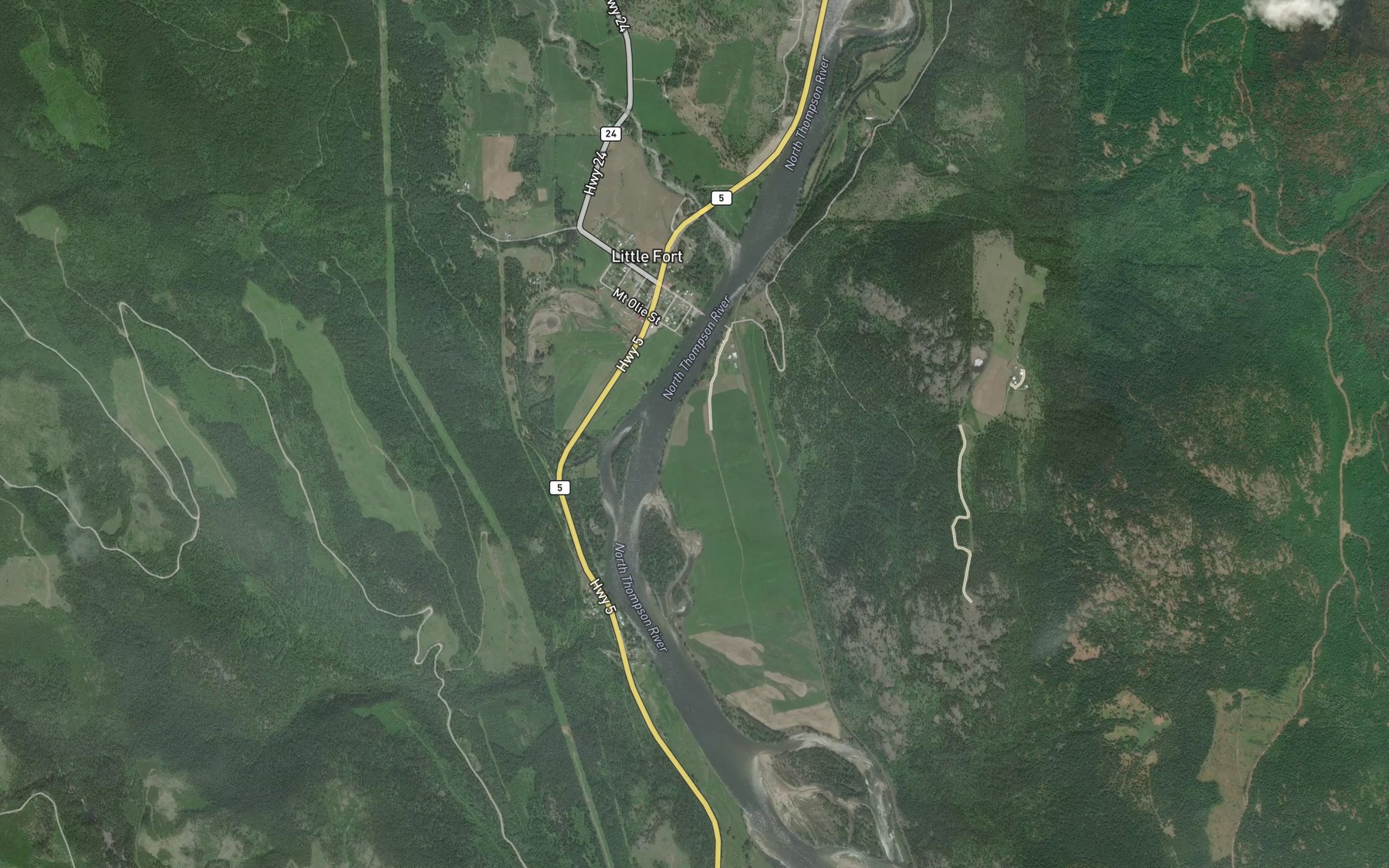 Satellite map of the Spokane Creek