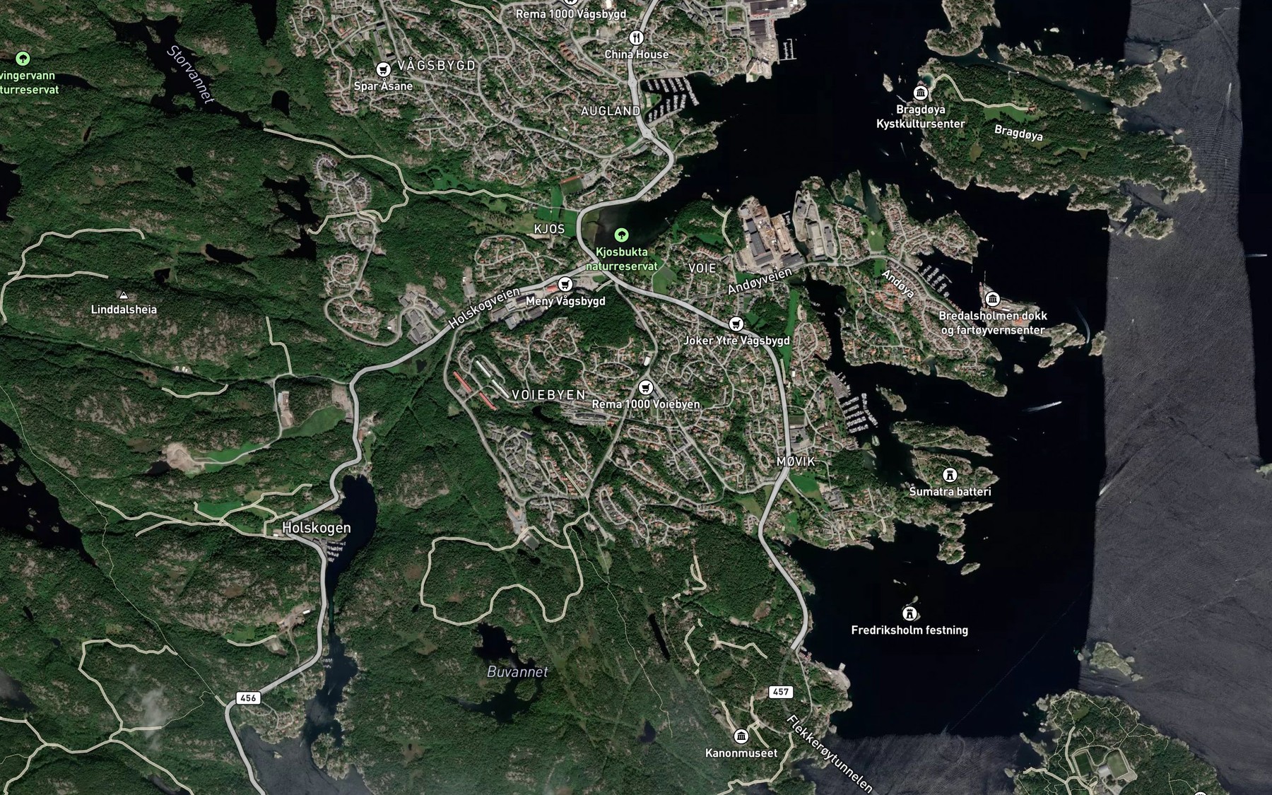 Satellite map of the Faretjonn