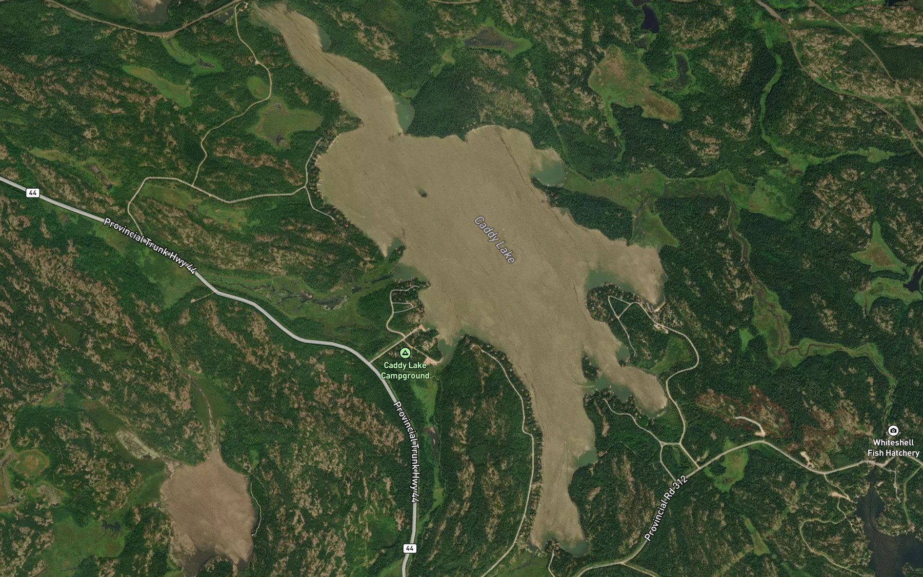 Satellite map of the Caddy Lake
