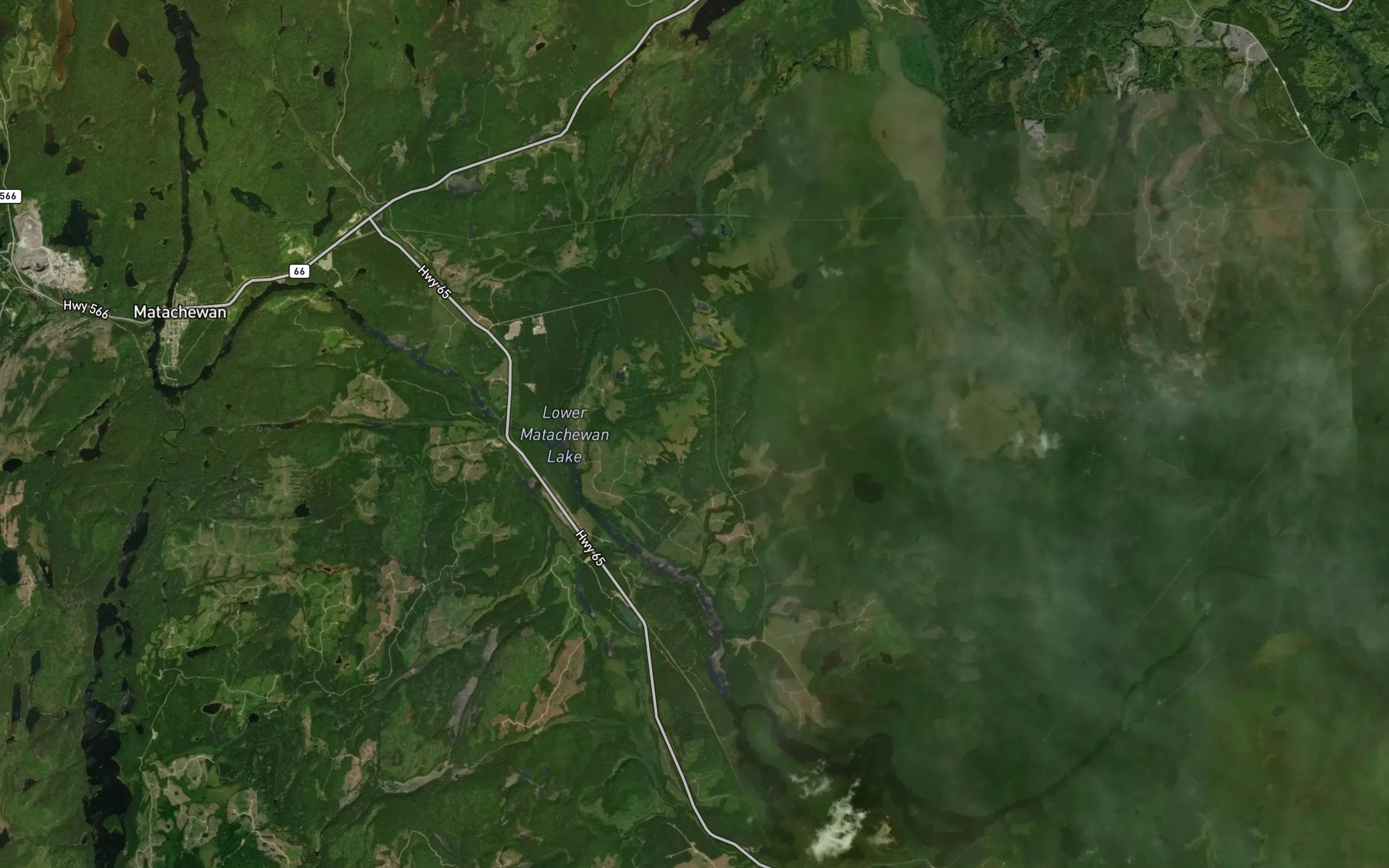 Satellite map of the Lower Matachewan Lake