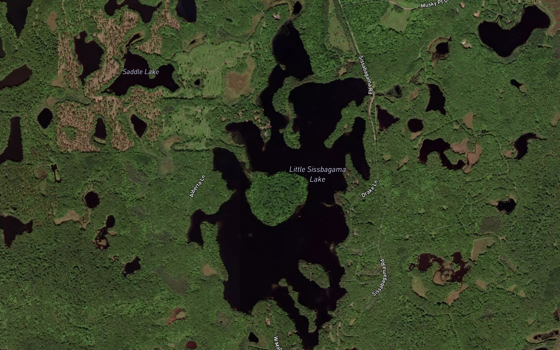 Satellite map of the Little Sissabagama Lake