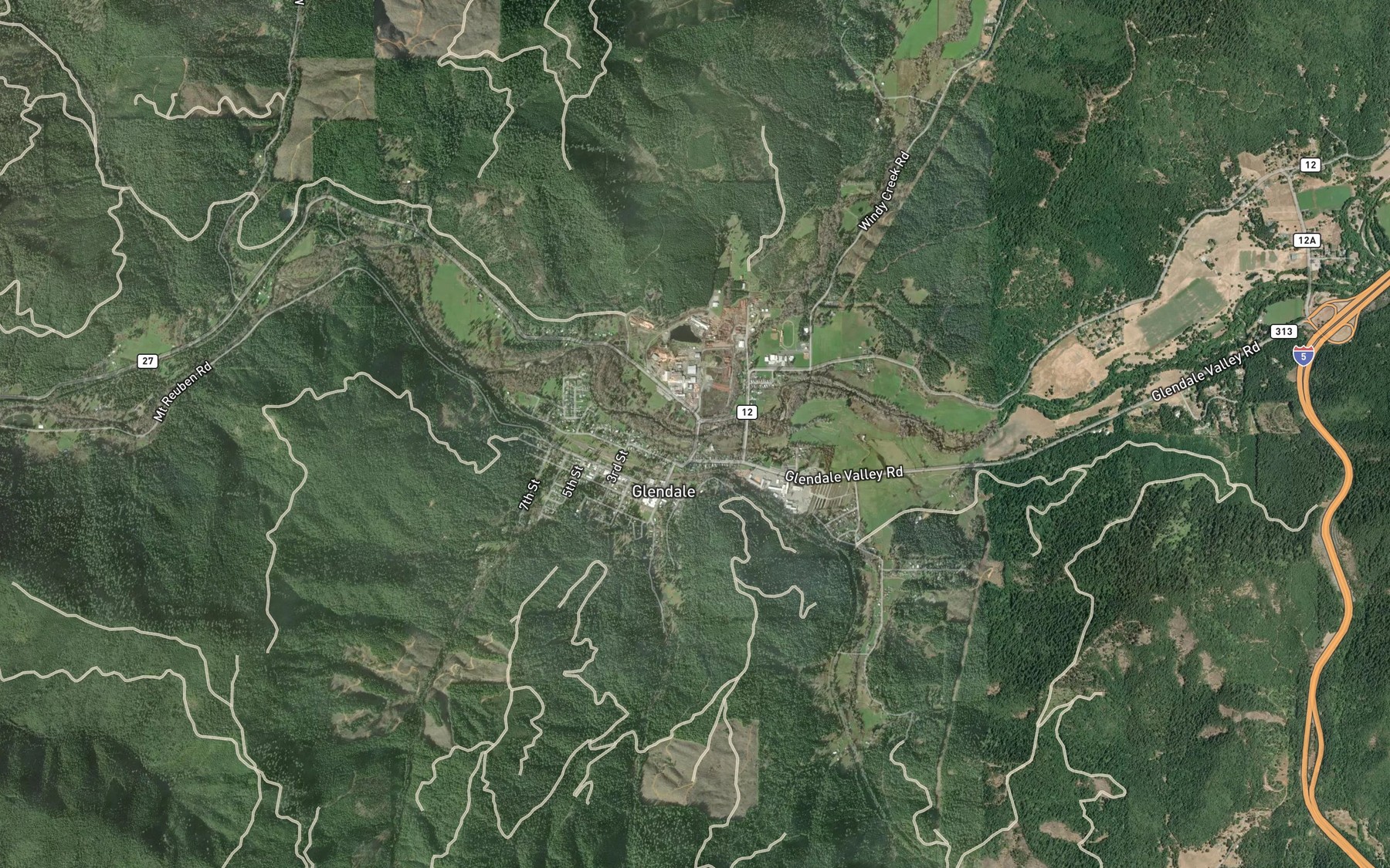 Satellite map of the Mill Creek