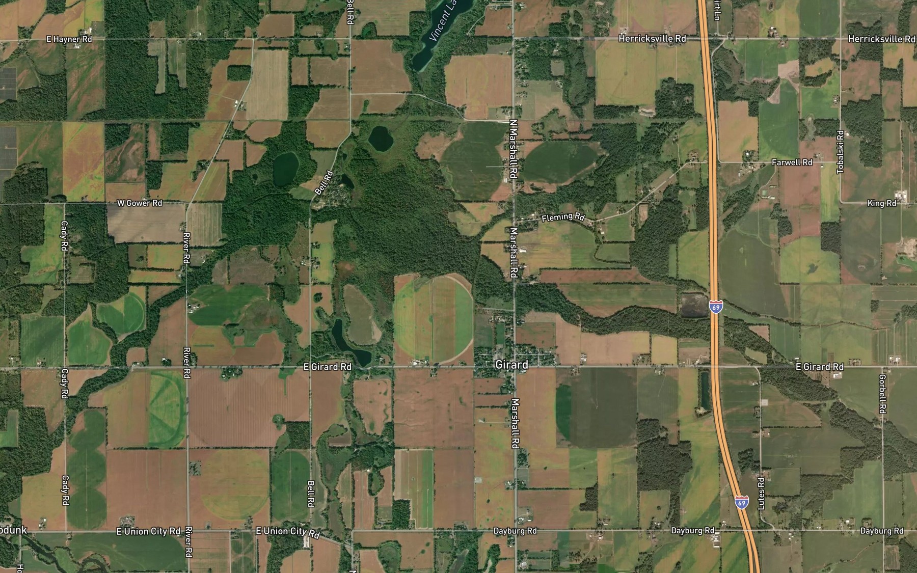 Satellite map of the South Branch Hog Creek