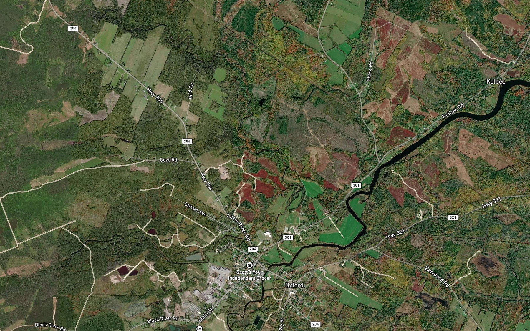 Satellite map of the Bear Brook