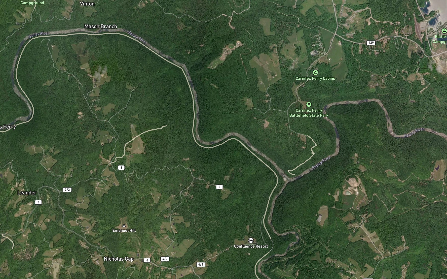 Satellite map of the Iron Ring Rapids