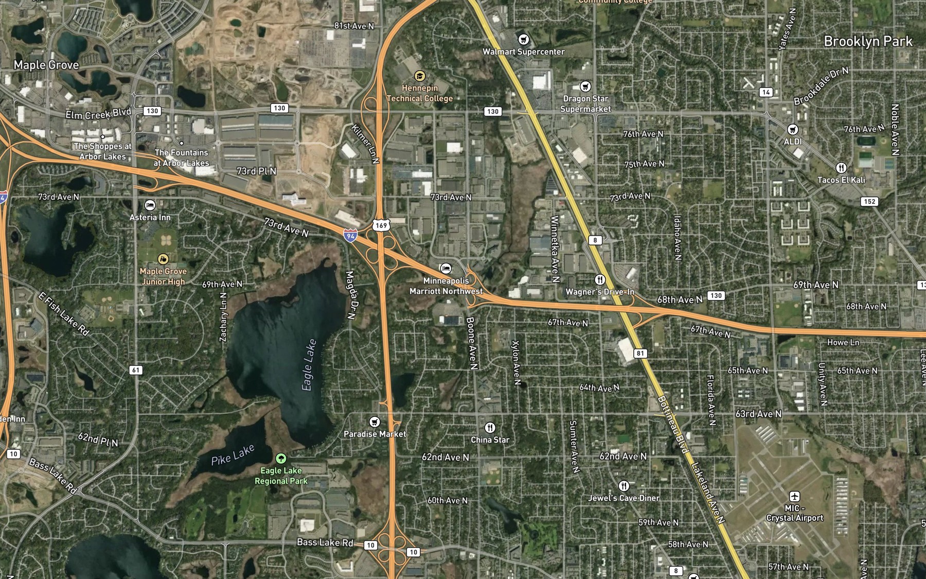 Satellite map of the Bass Creek