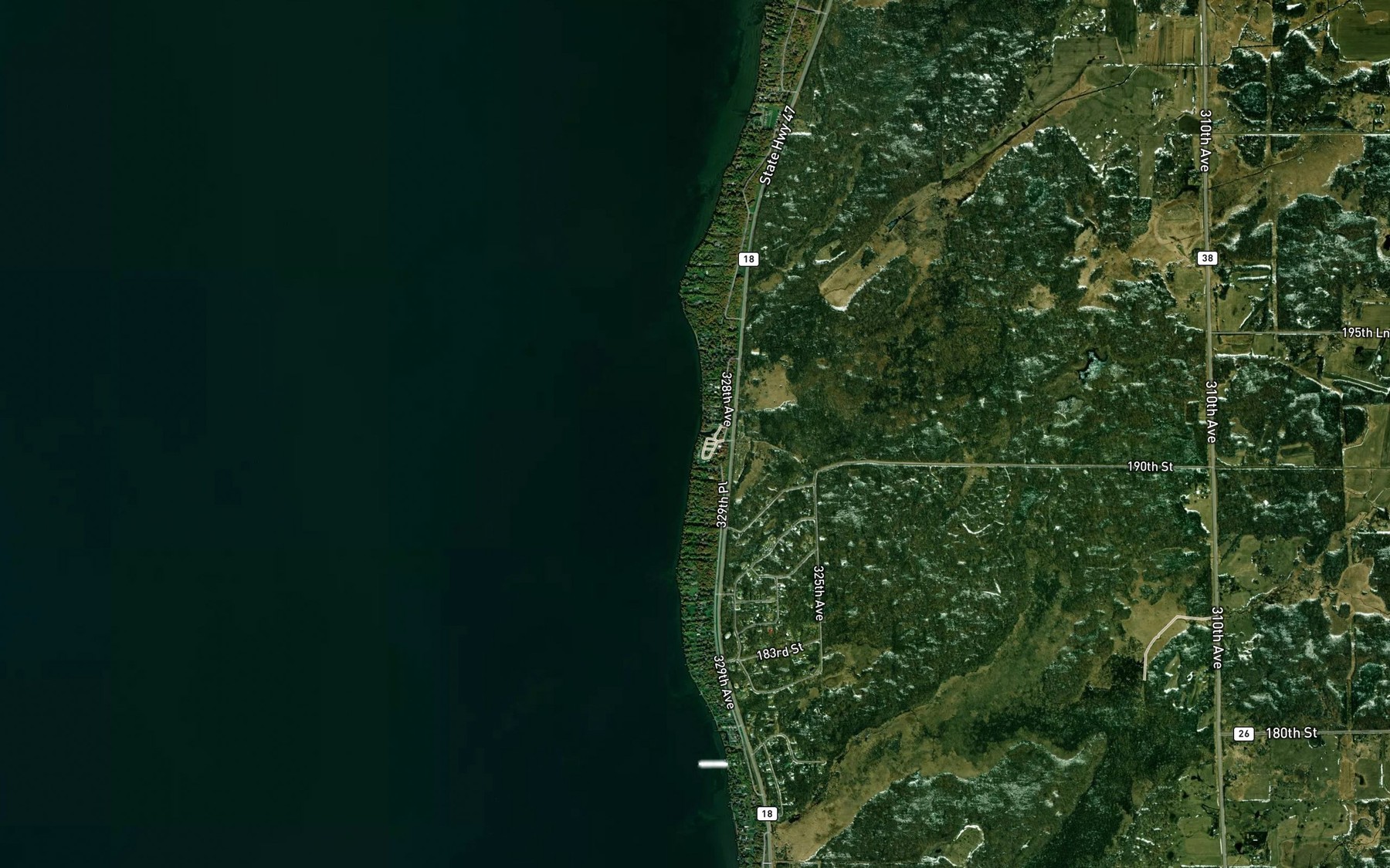 Satellite map of the Agate Bay