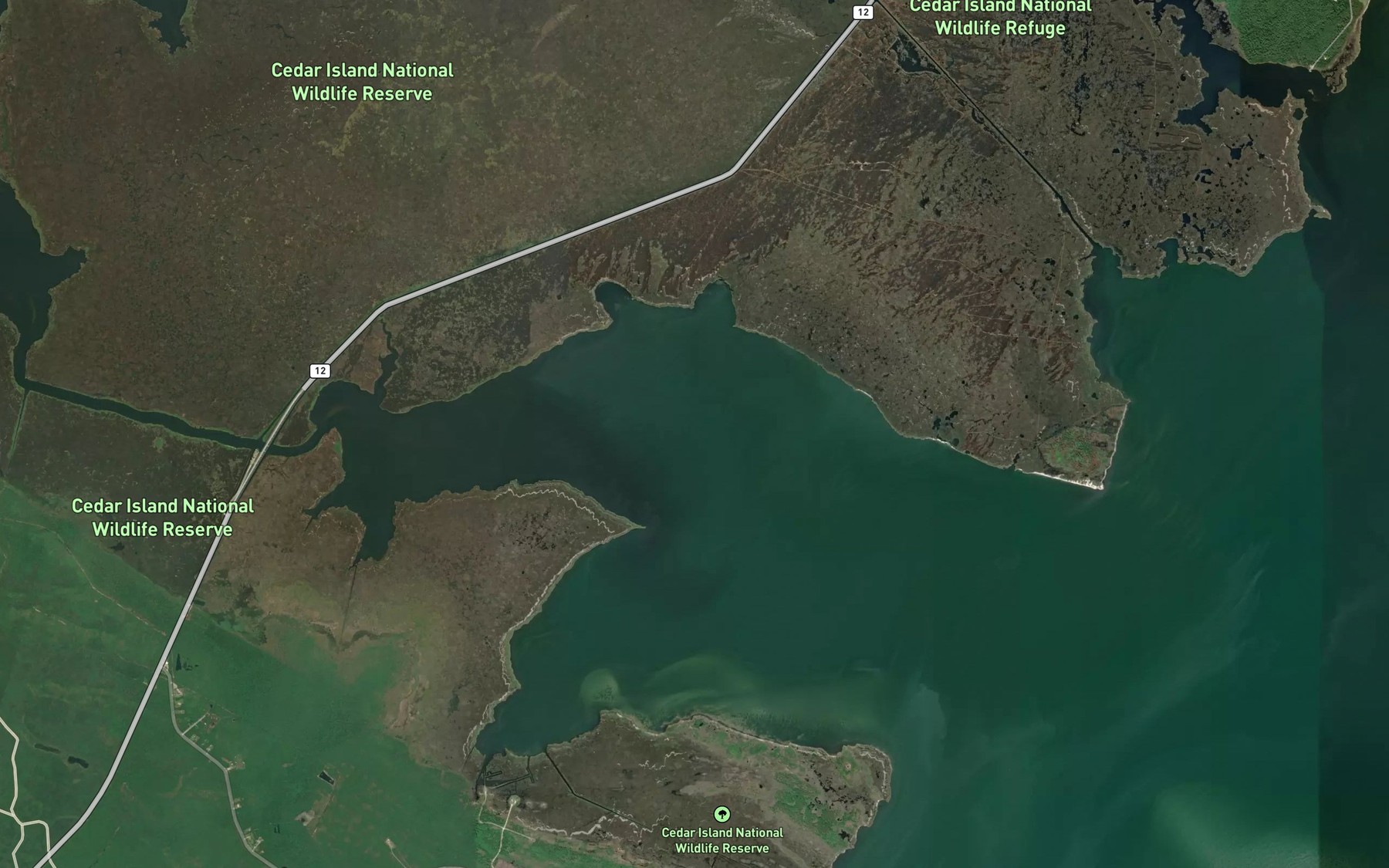 Satellite map of the Thorofare Bay