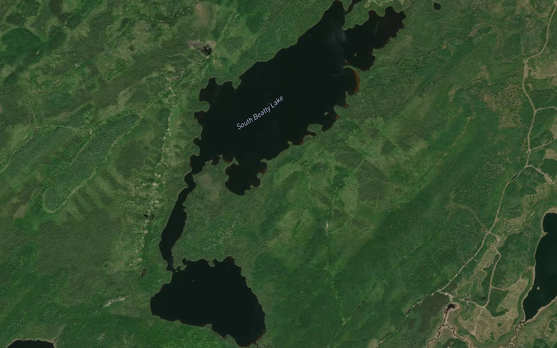 Satellite map of the South Beatty Lake