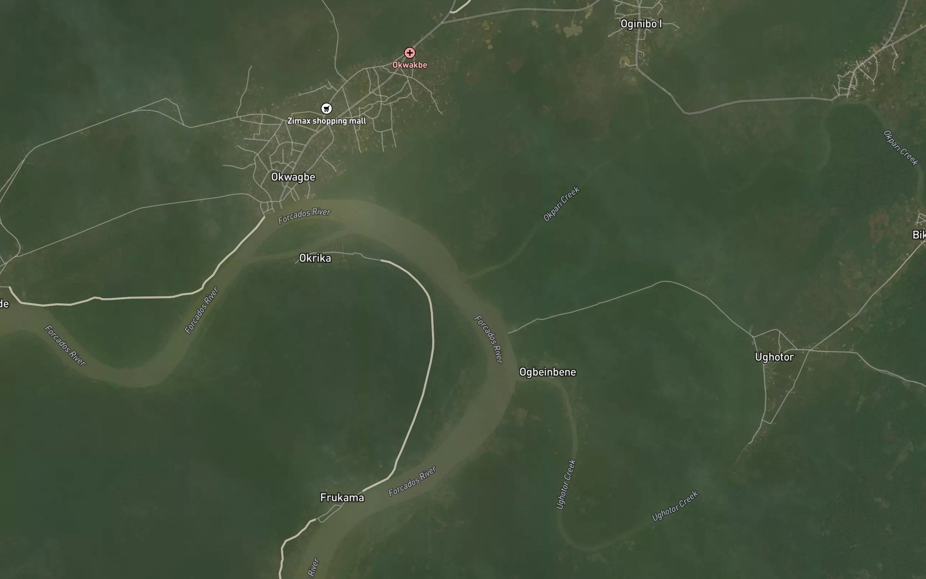Satellite map of the Okpari Creek