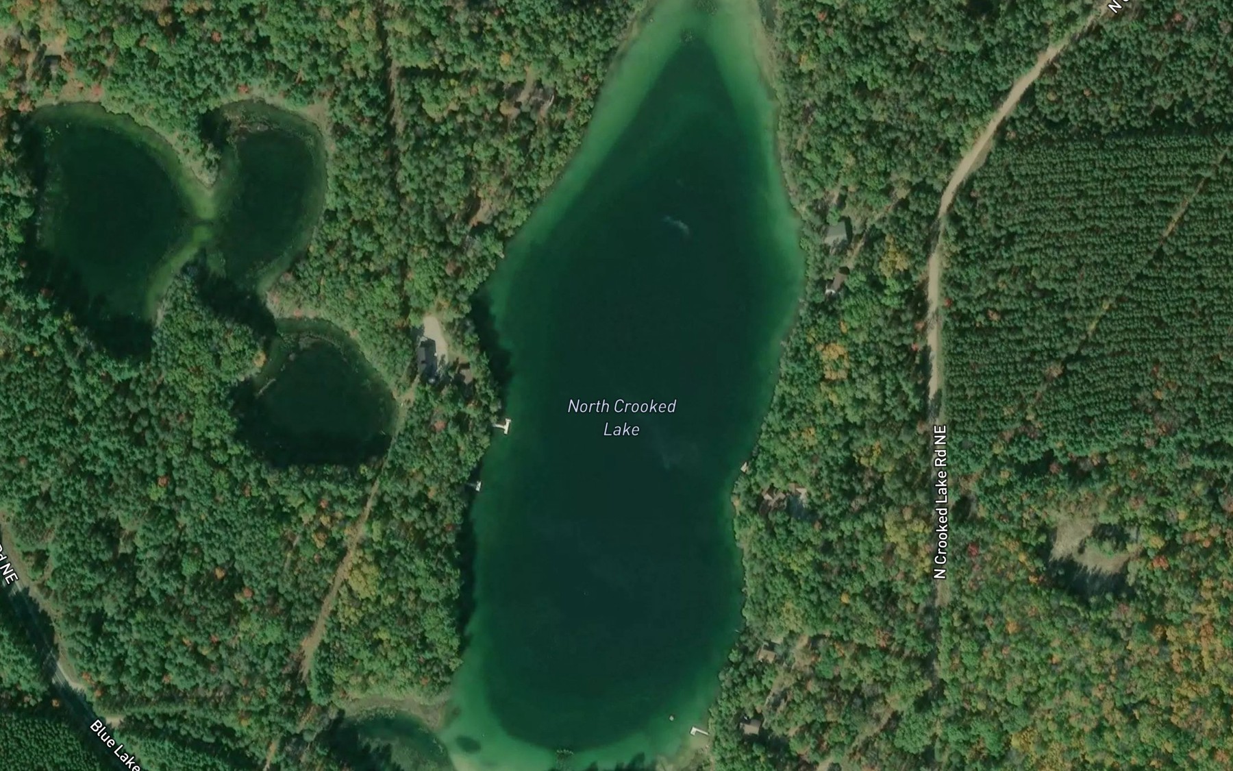 Satellite map of the North Crooked Lake
