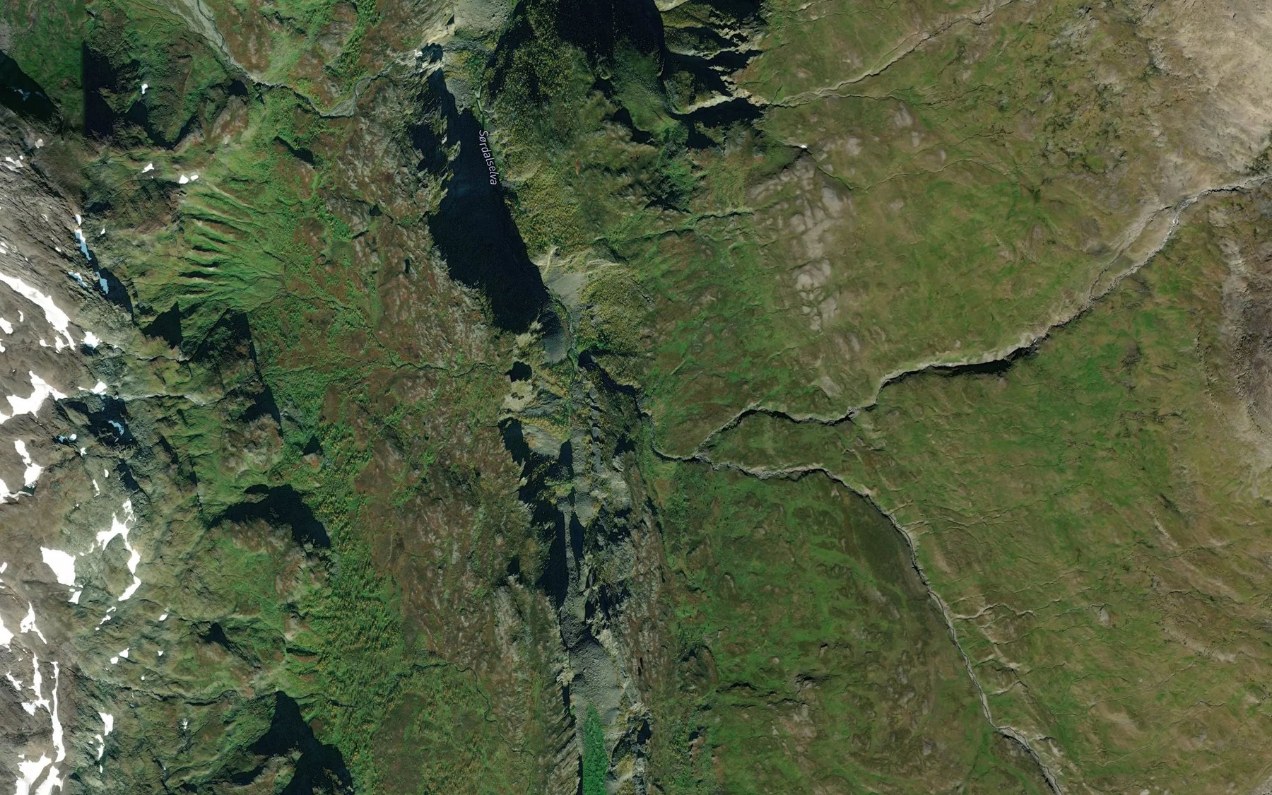 Satellite map of the Ruovdegarsajakka