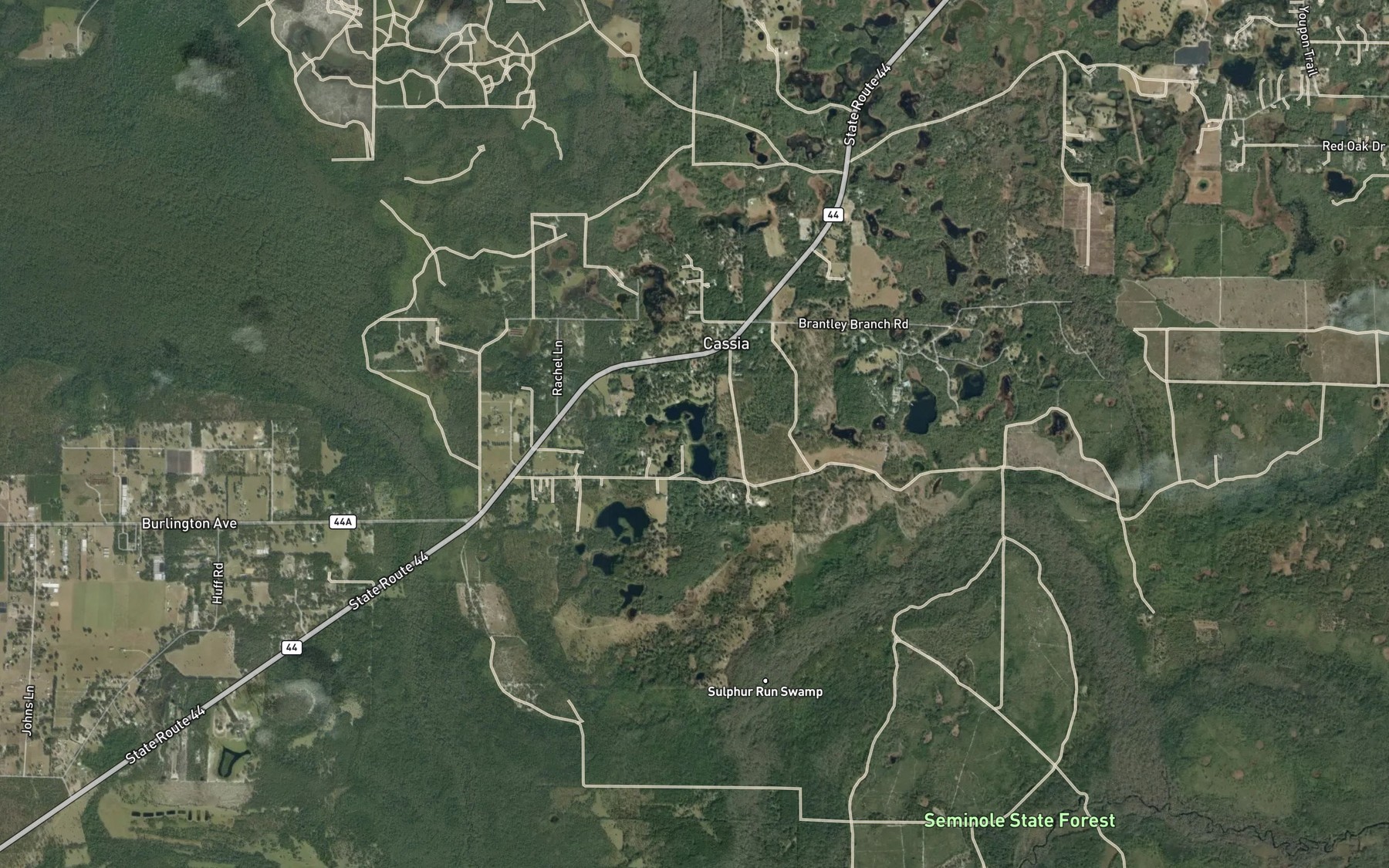 Satellite map of the Owens Pond