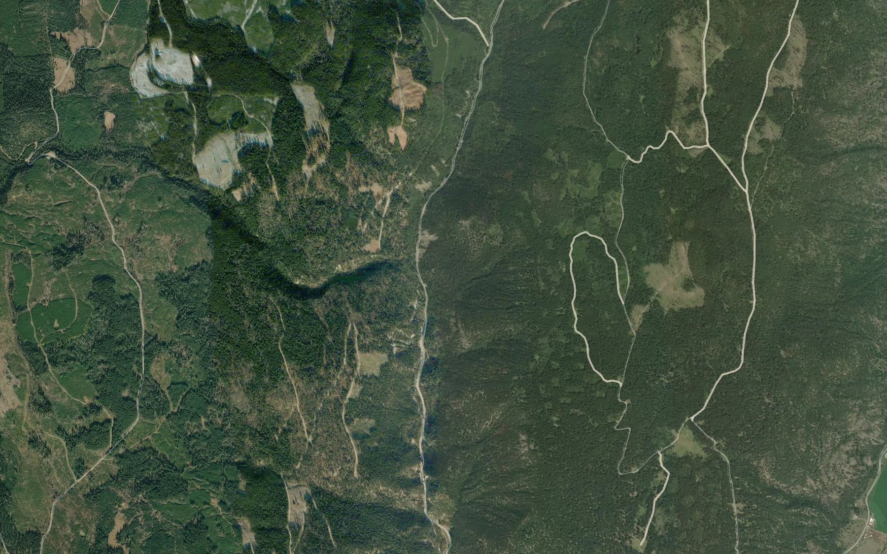 Satellite map of the Rushton Creek