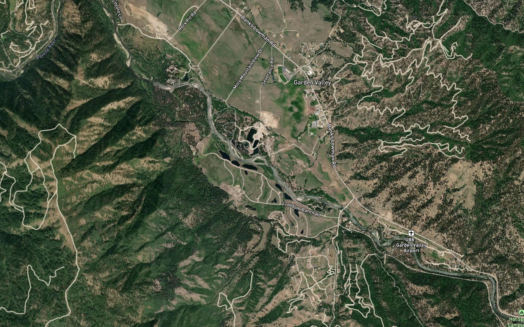 Satellite map of the Charters Creek