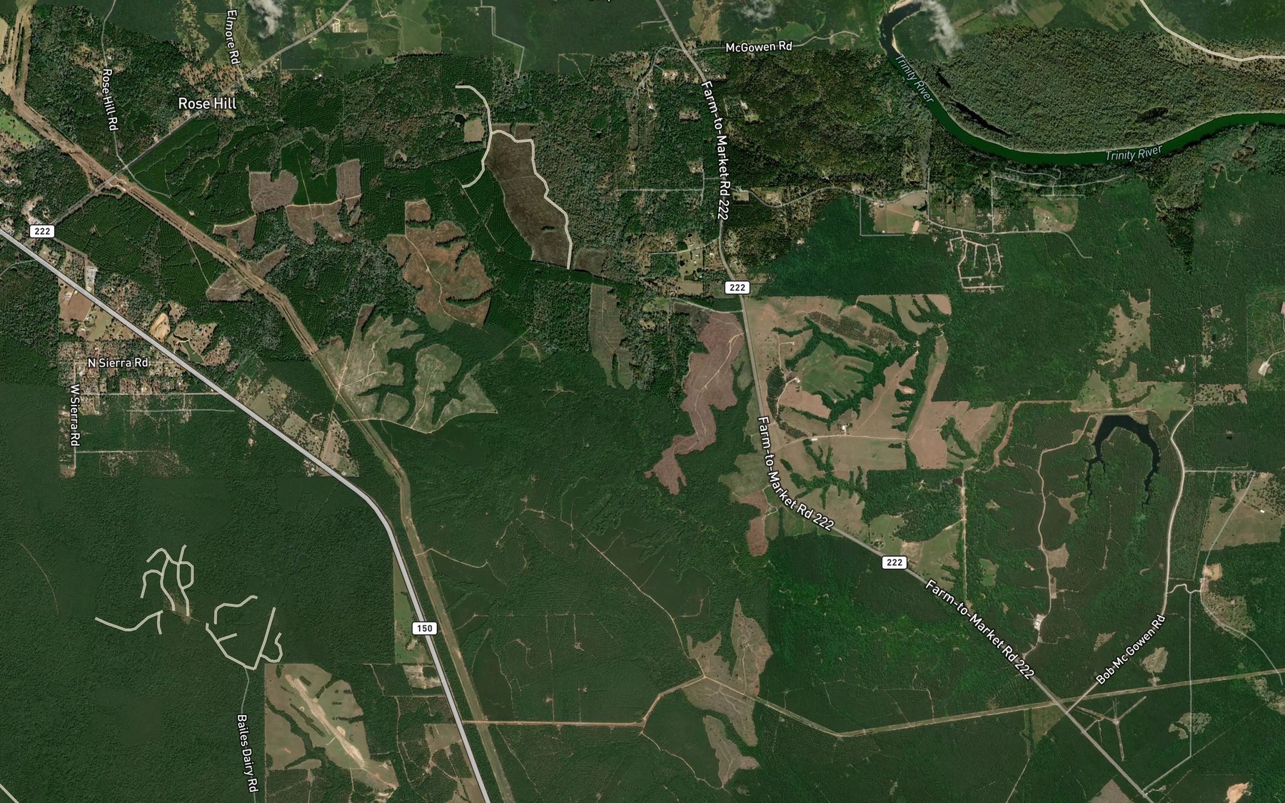 Satellite map of the Dry Huffman Creek