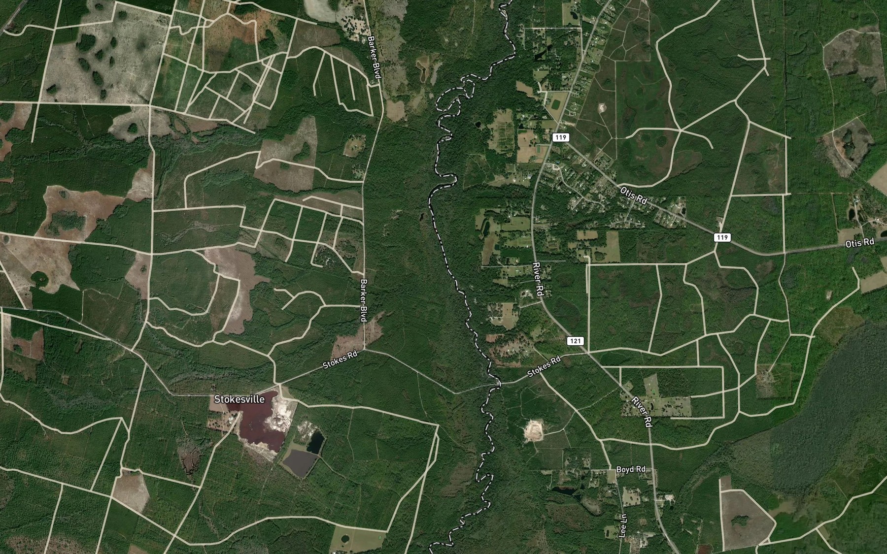 Satellite map of the Thomas Branch
