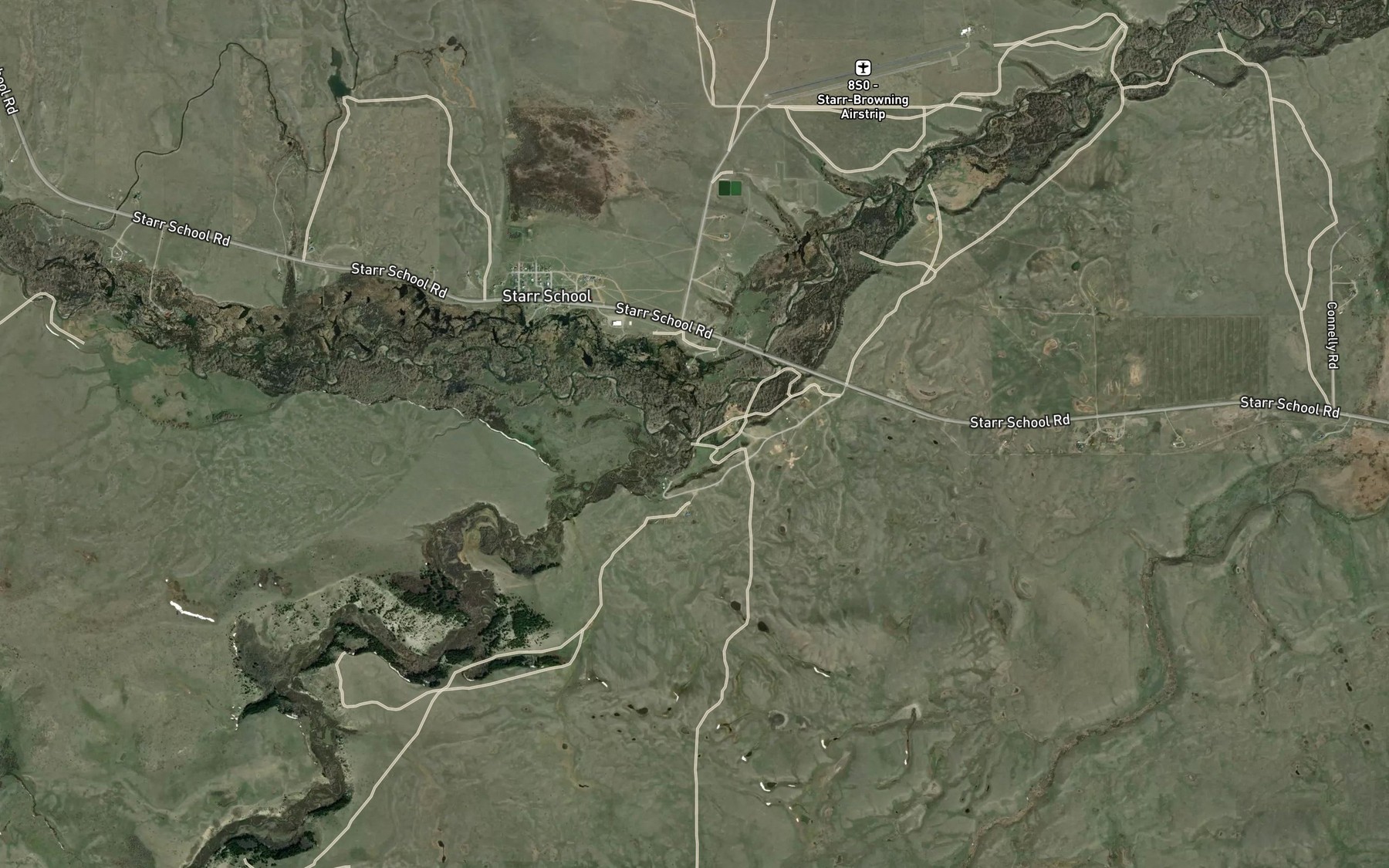 Satellite map of the South Fork Cut Bank Creek