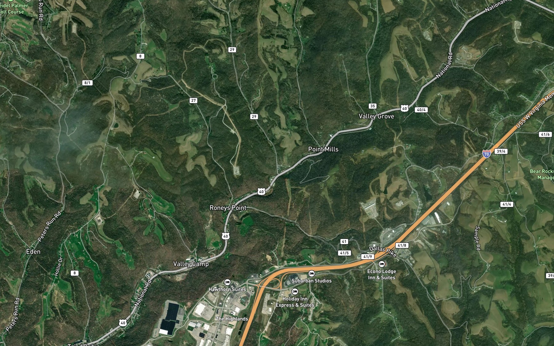Satellite map of the Dixon Run