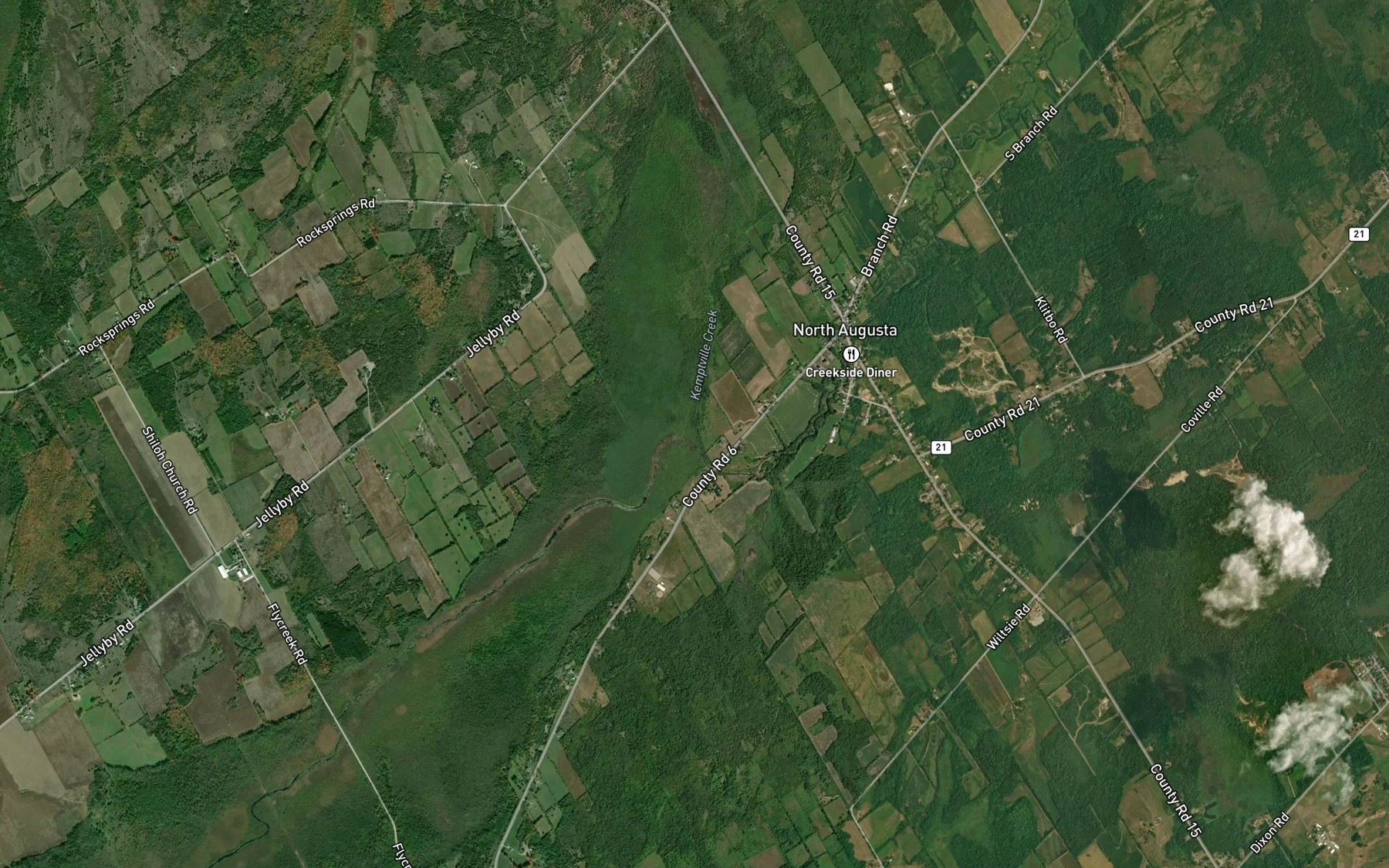 Satellite map of the Mud Creek