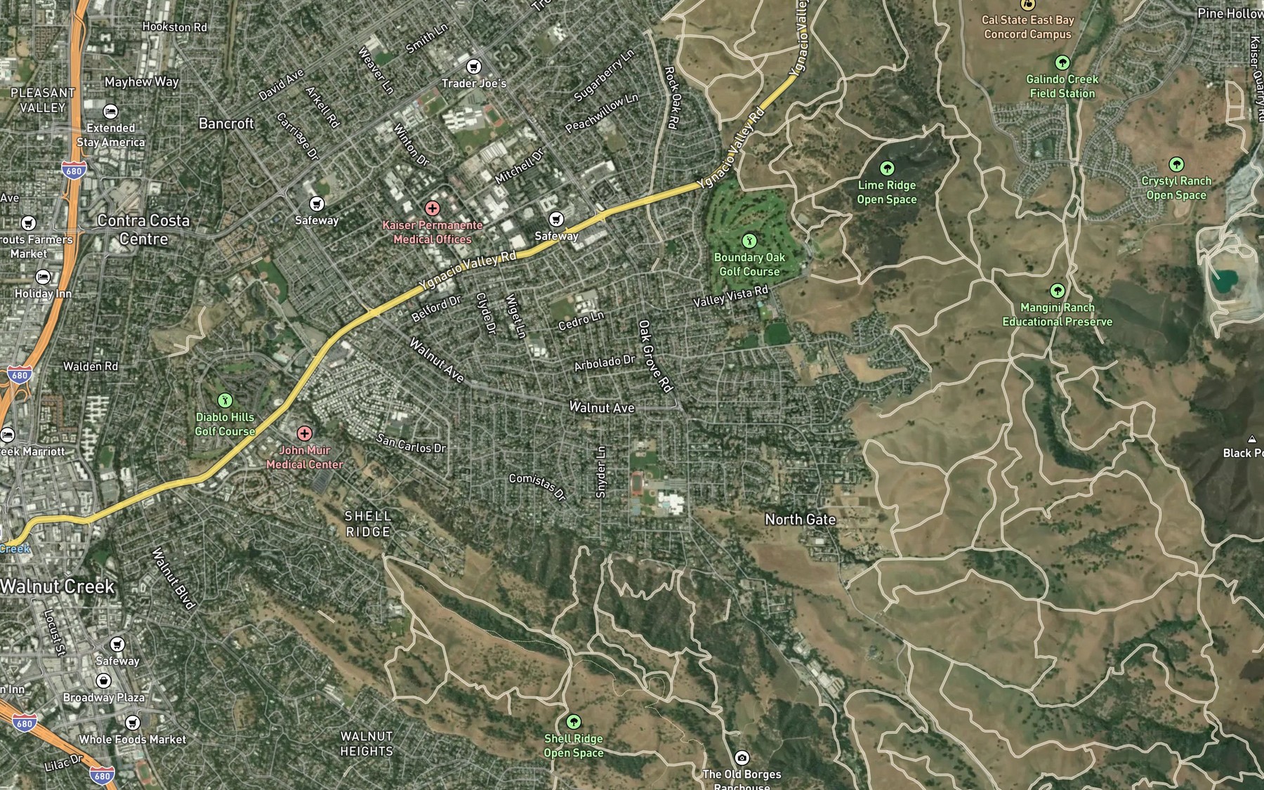 Satellite map of the Ygnacio Canal