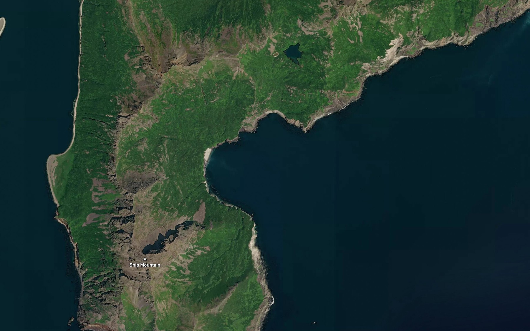 Satellite map of the Necessity Cove