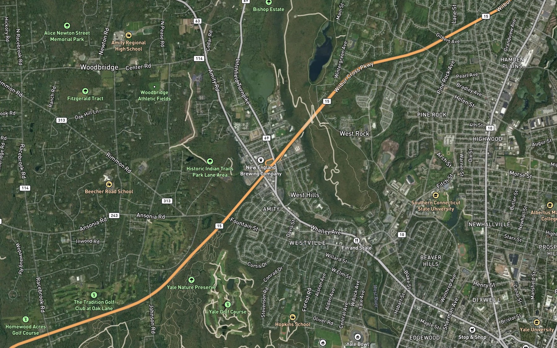 Satellite map of the Lily Pond